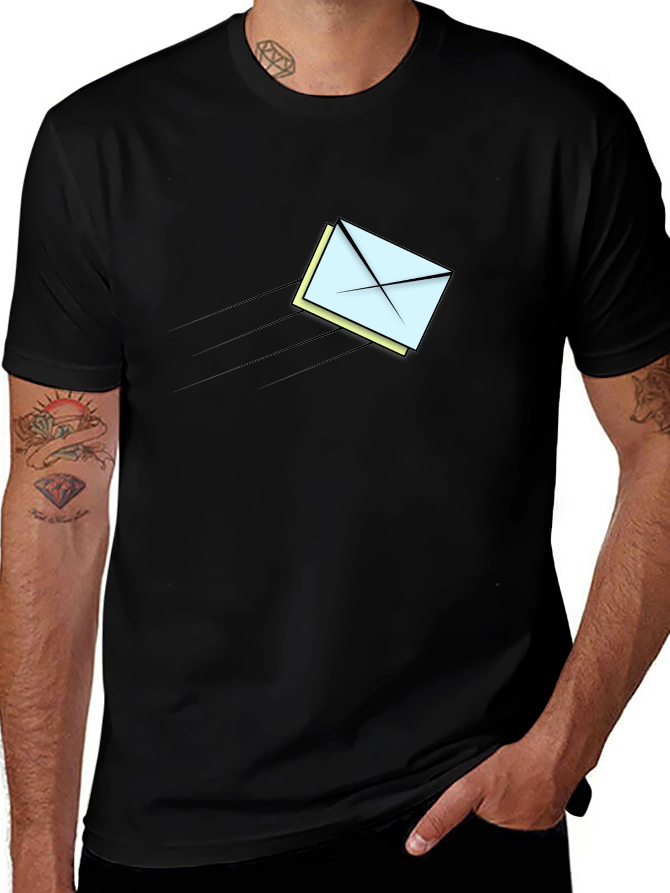 Variant 29 of Men's Graphic T-Shirt - Flying Envelope Design
