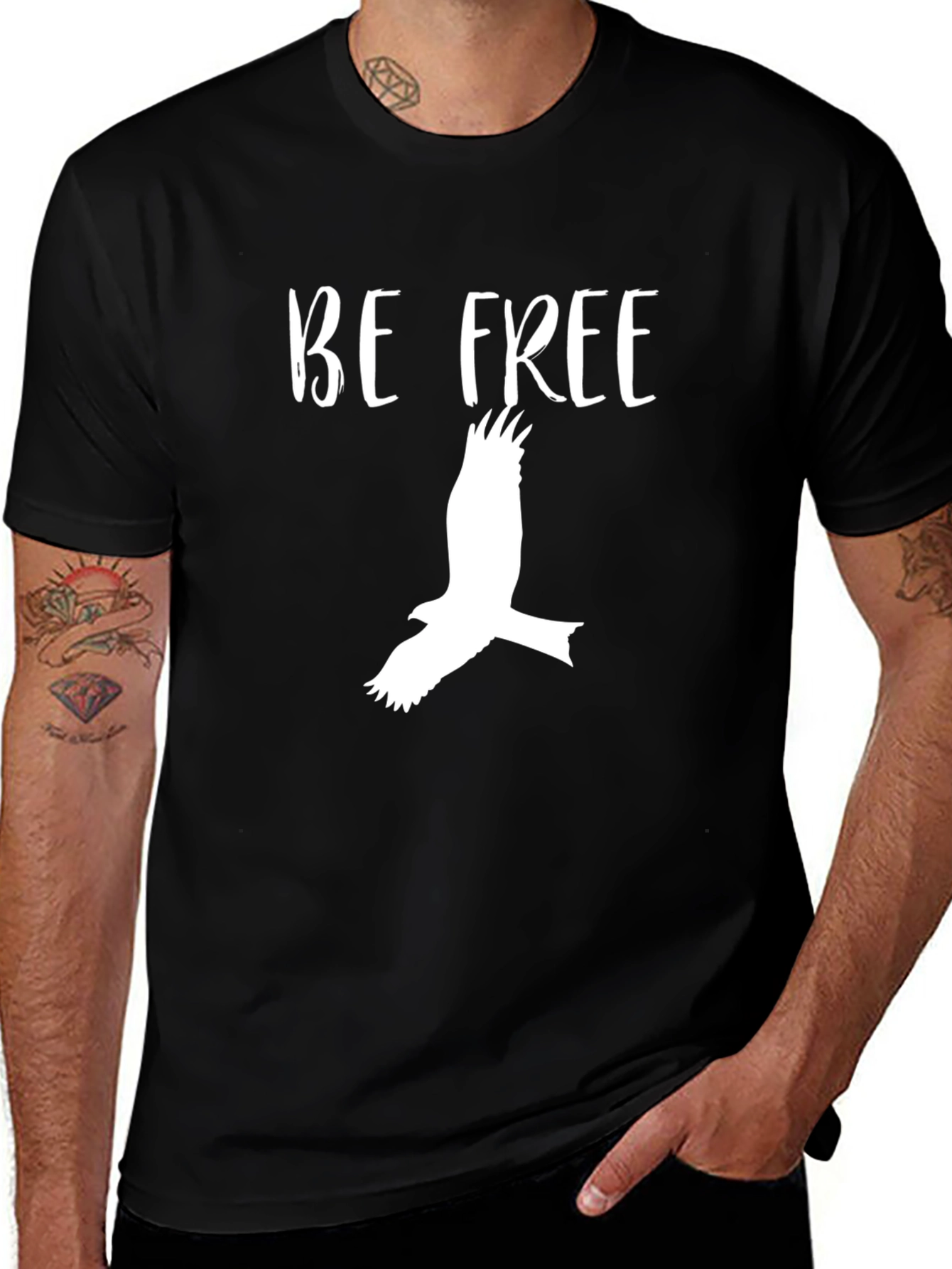 Variant 18 of Be Free T-Shirt - Black Graphic Tee