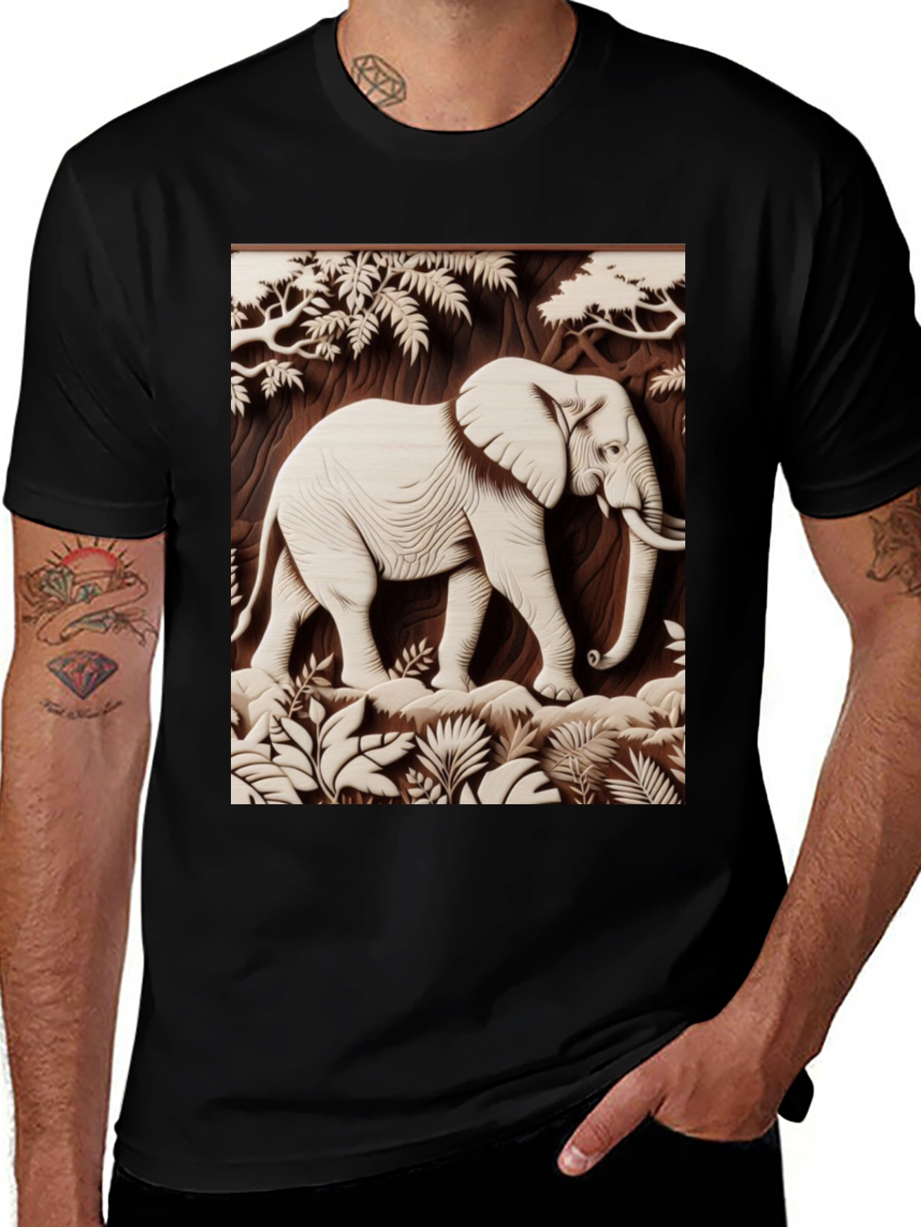 Variant 14 of Carved Elephant Wood T-Shirt