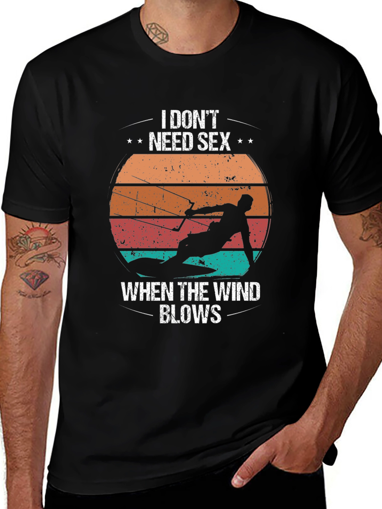 Variant 18 of Funny Kitesurfing Tee - I Don't Need Sex, Wind Blows!