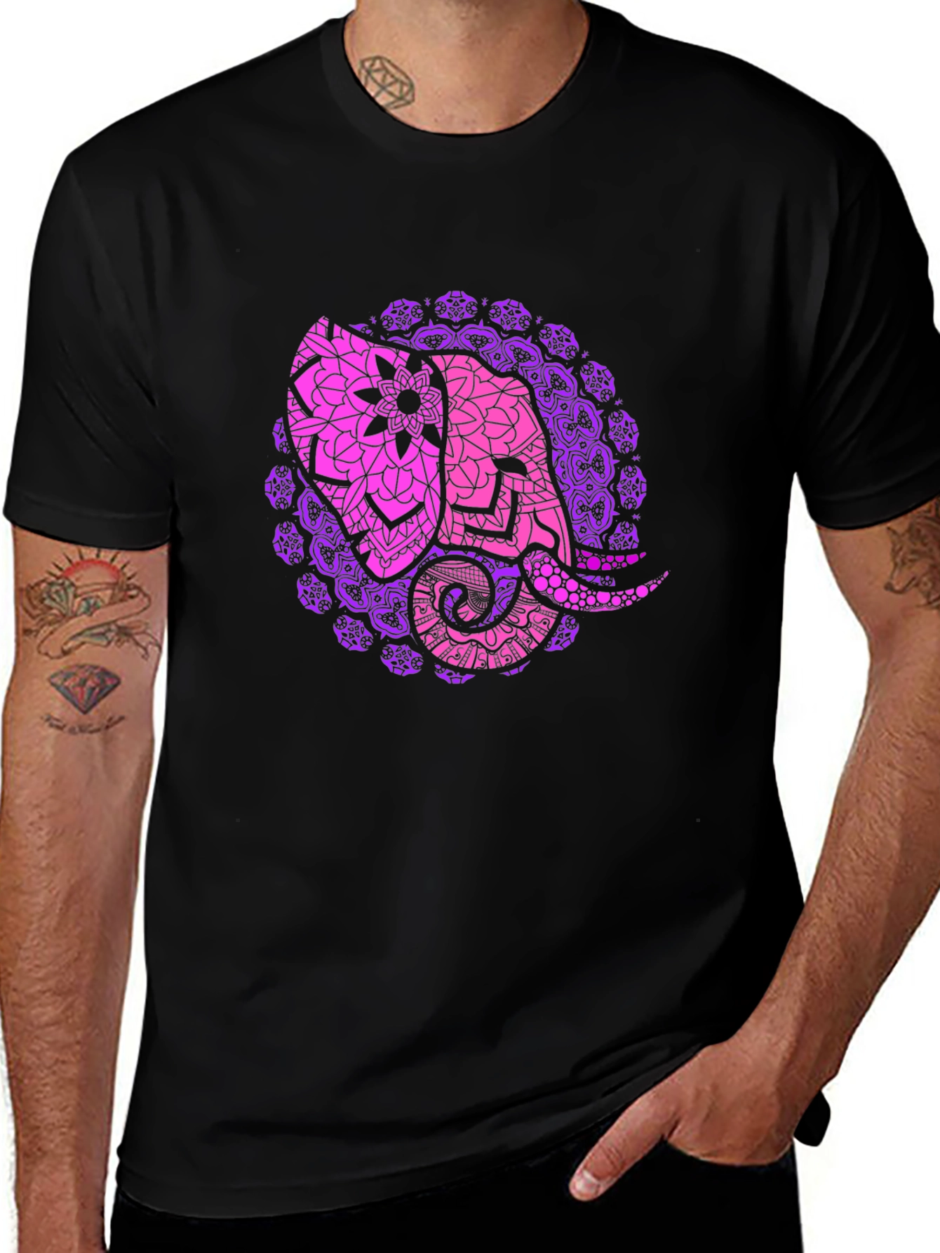 Variant 3 of Elephant Mandala Black T-Shirt