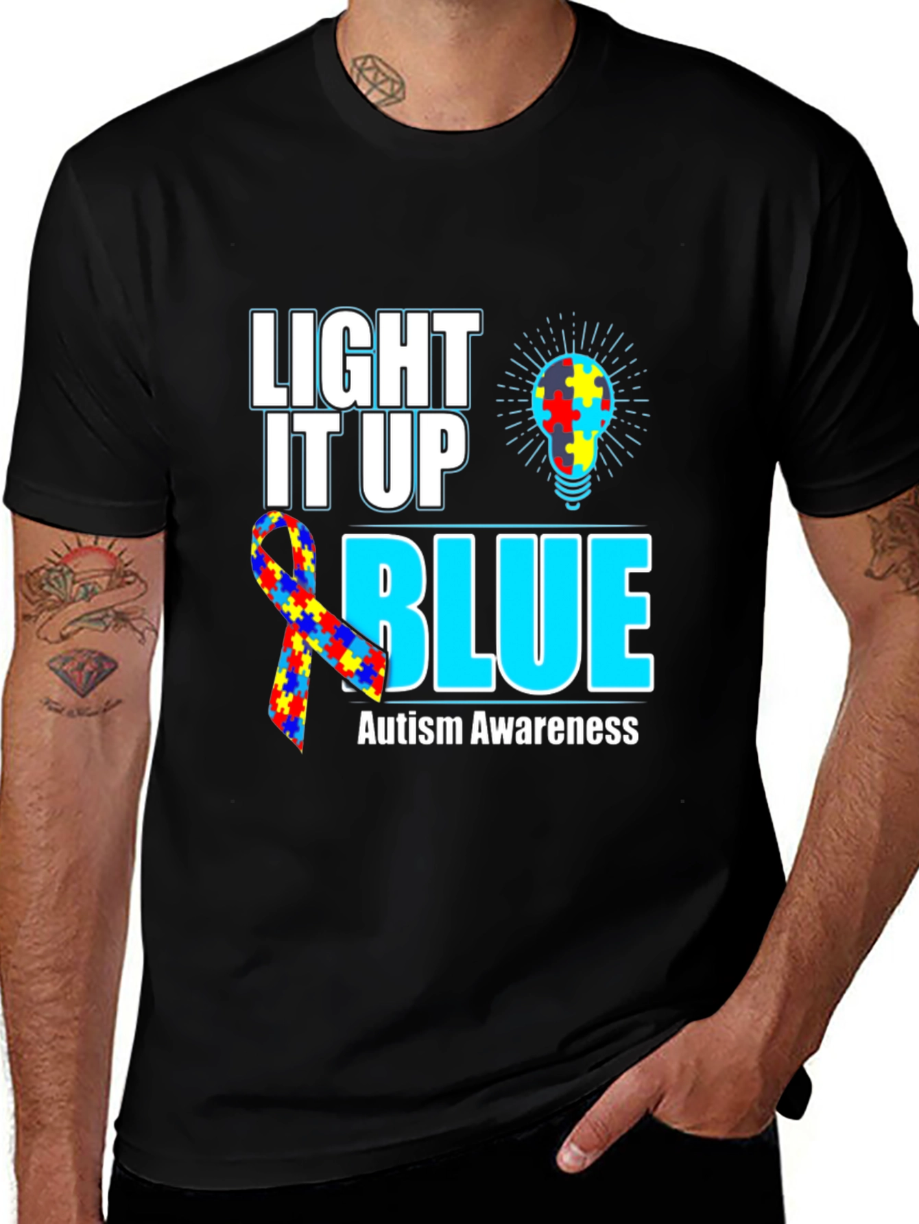 Variant 24 of Autism Awareness T-Shirt - Light It Up Blue