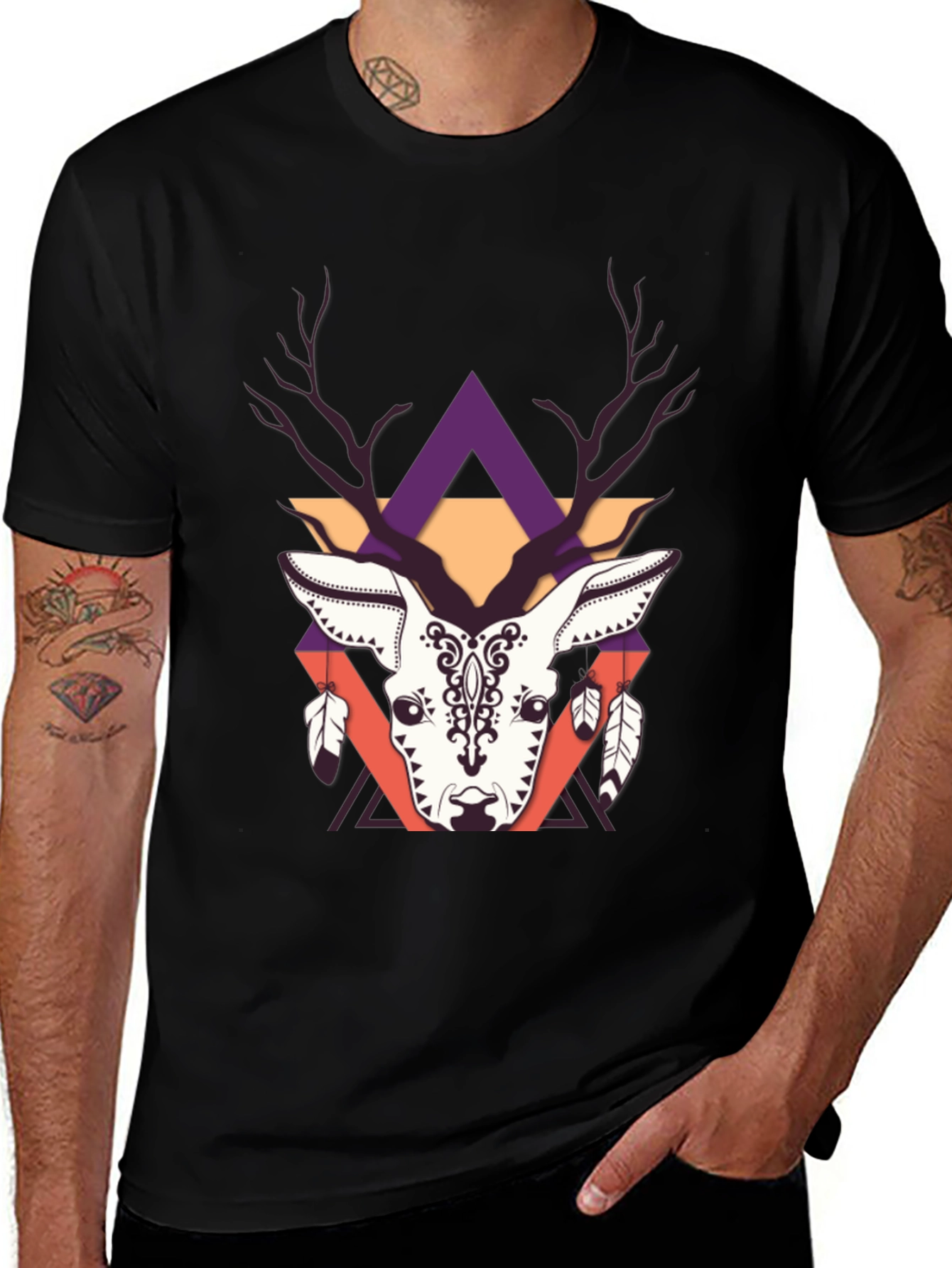 Variant 30 of Geometric Deer Graphic Tee - Trendy Print