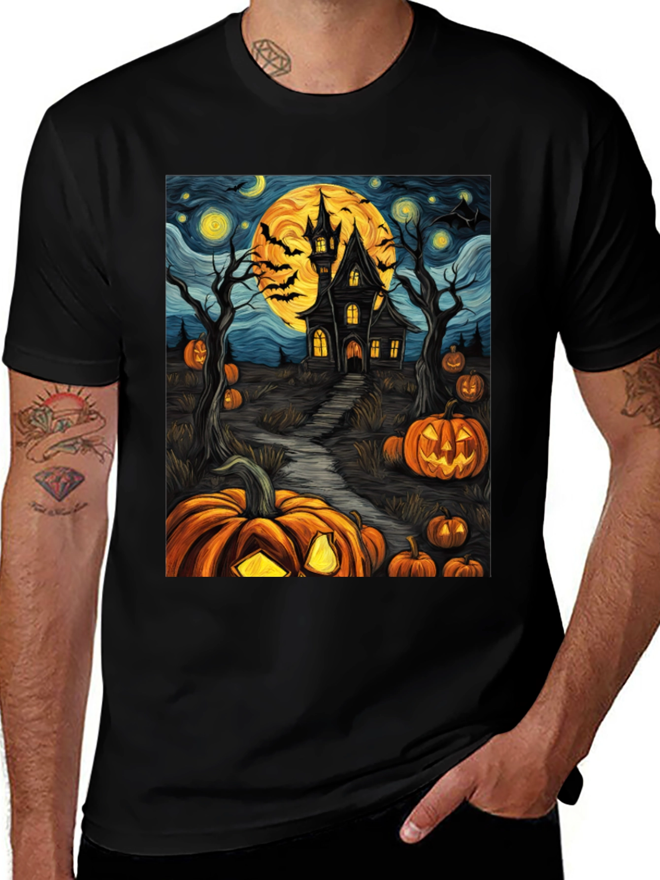 Variant 30 of Halloween Haunted House Pumpkin T-Shirt