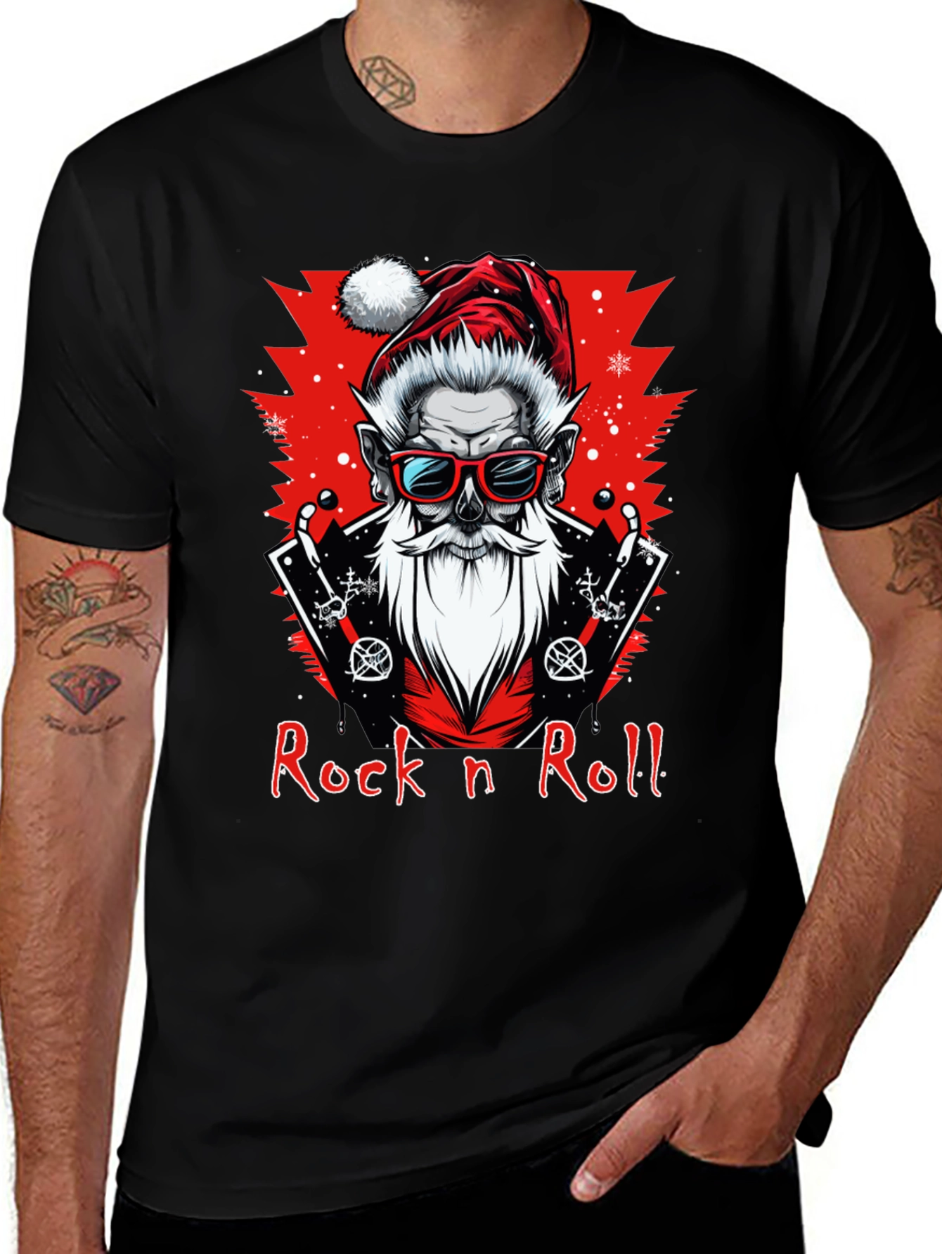Variant 12 of Rock n Roll Santa Graphic Tee