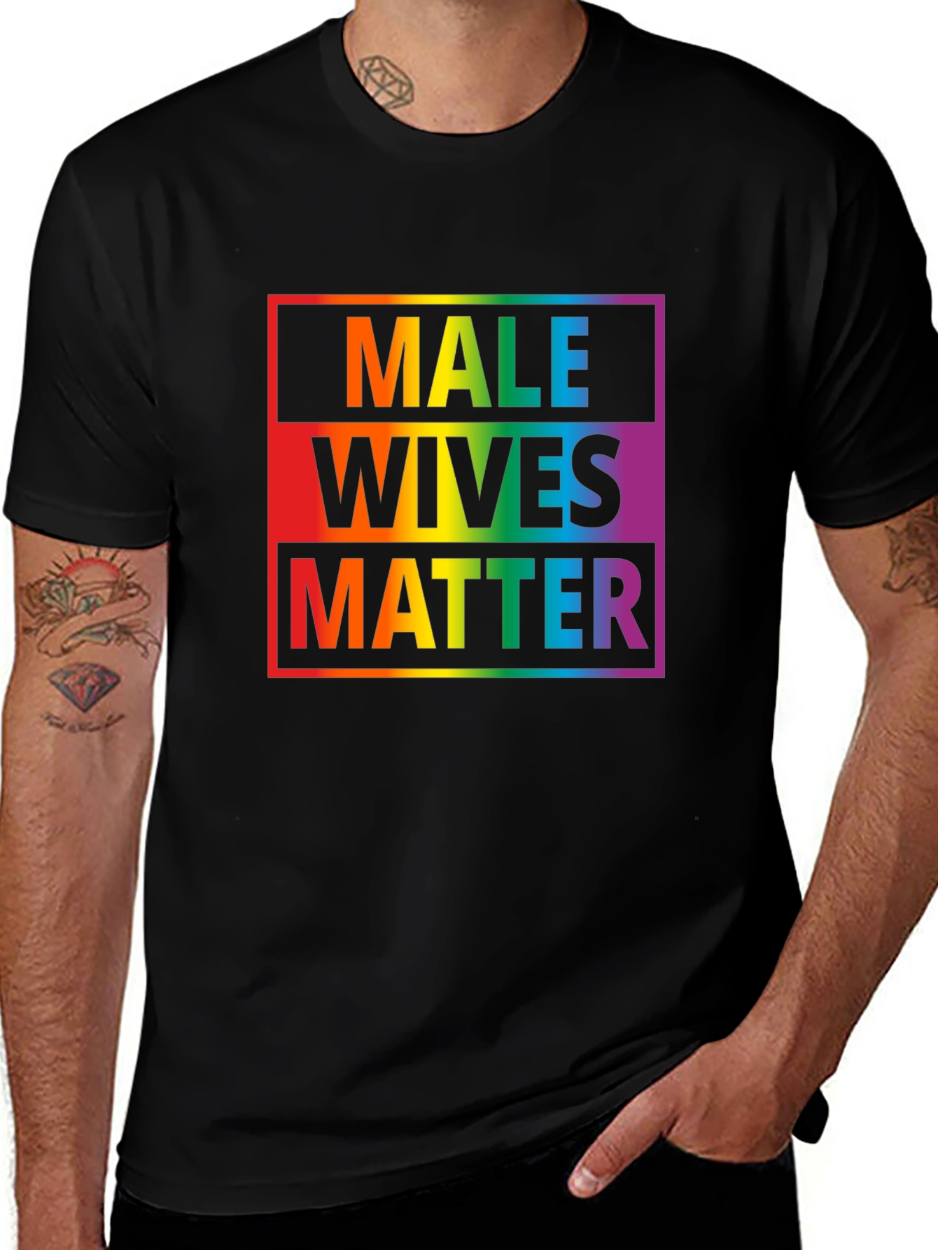 Variant 5 of Male Wives Matter Rainbow Pride T-Shirt