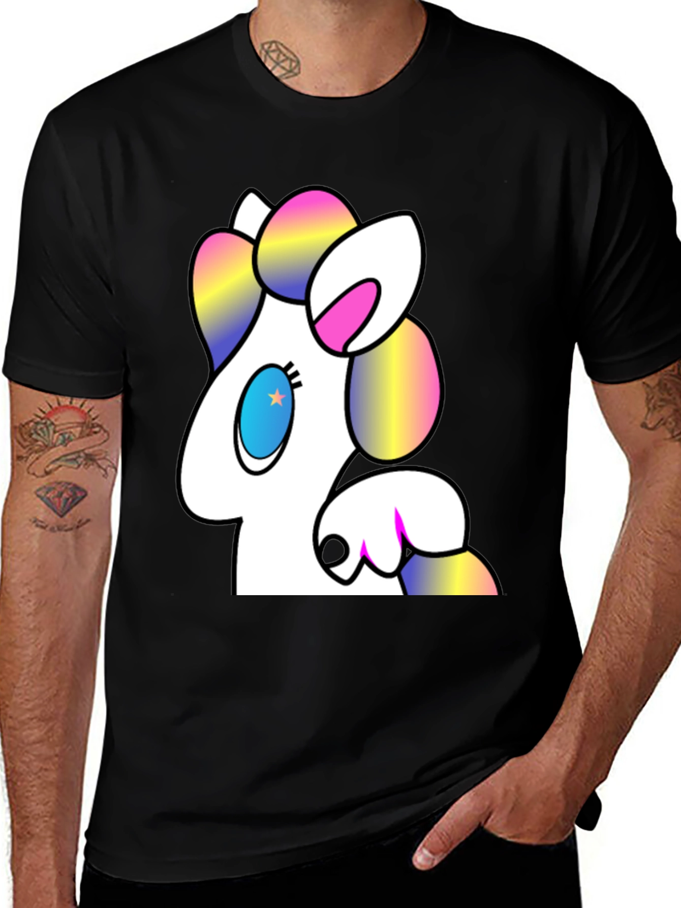 Variant 13 of Unicorn Graphic Tee - Black Cotton Blend