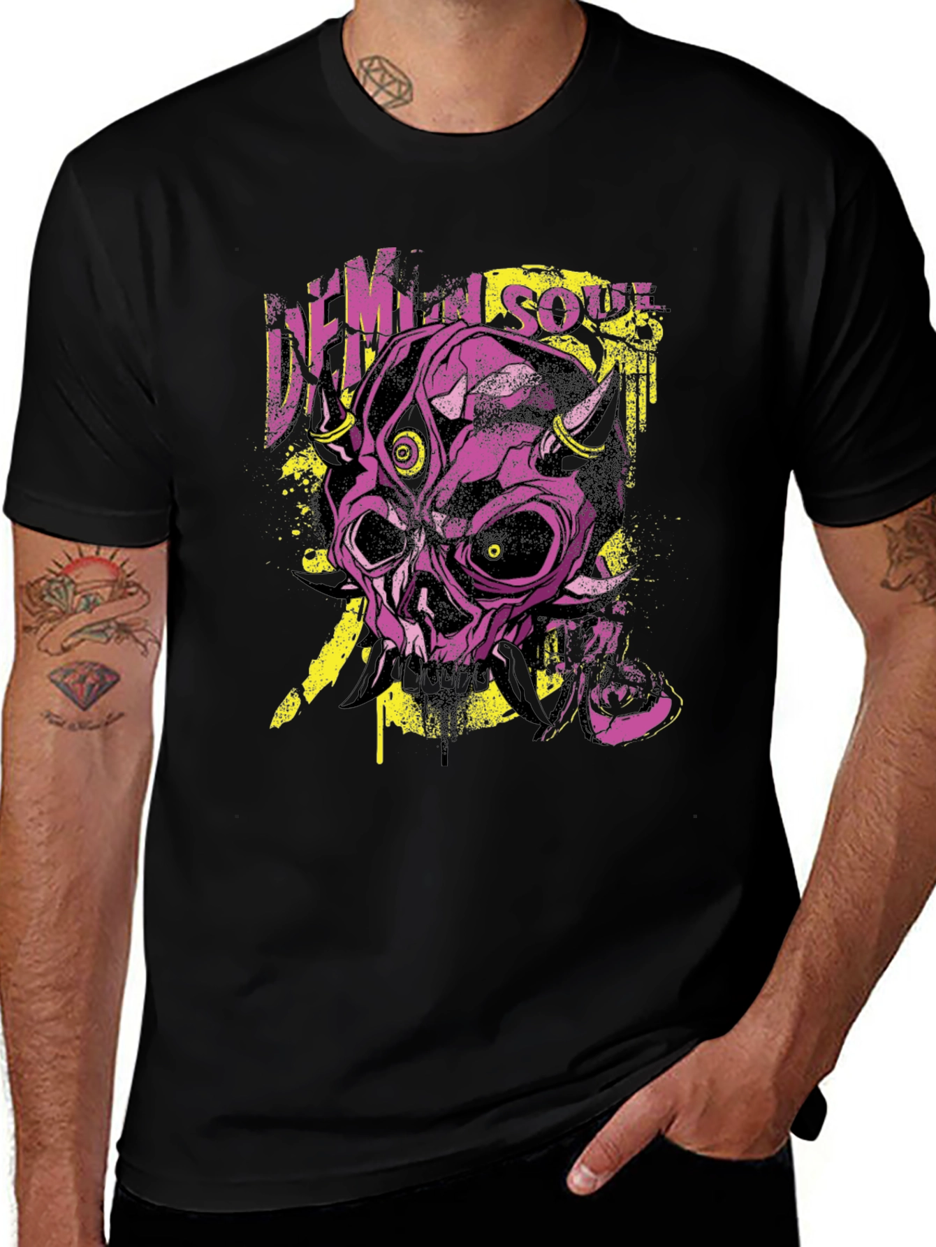 Variant 26 of Demon Soul Graphic Print Black T-Shirt