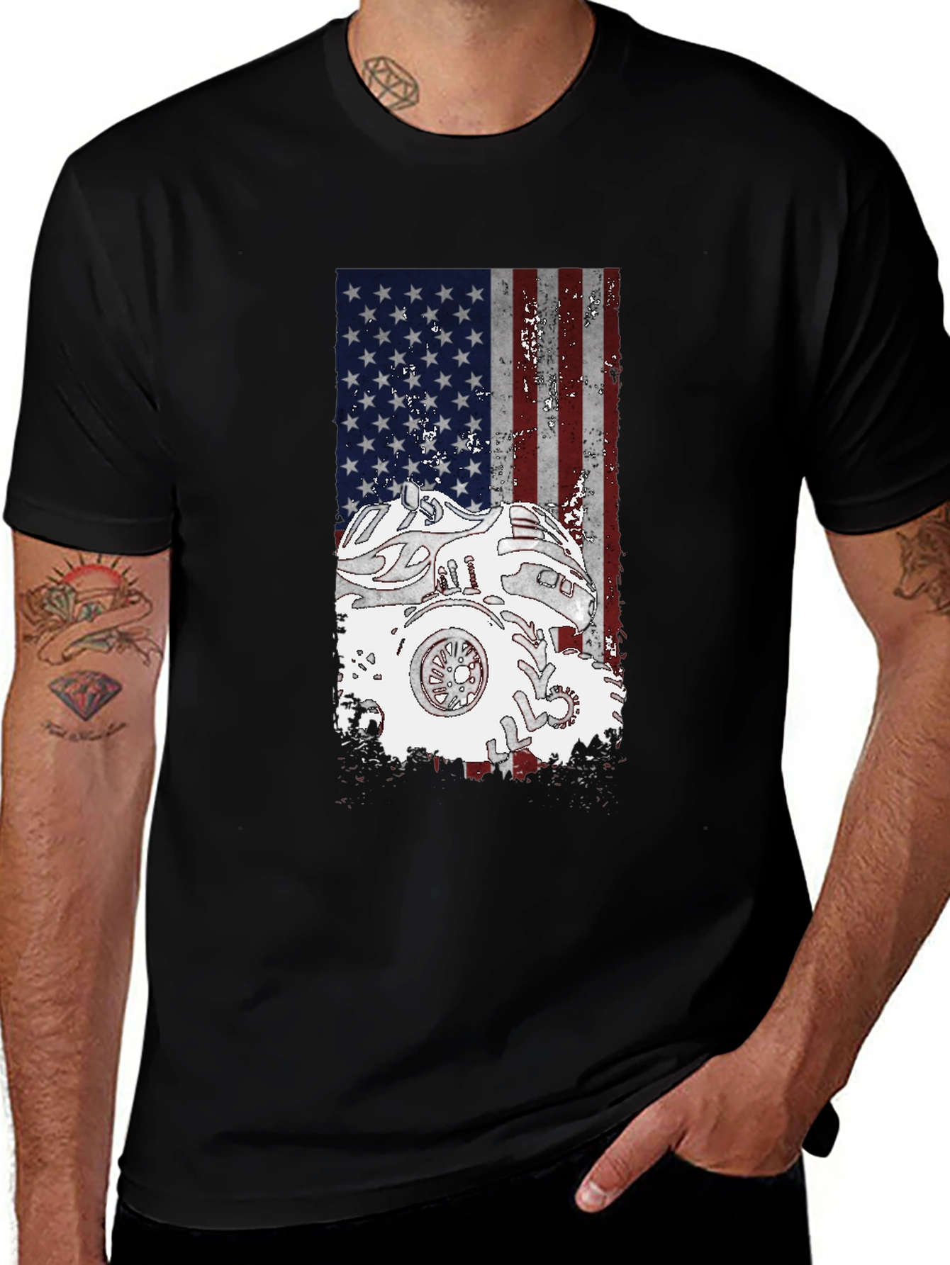 Variant 25 of Monster Truck American Flag Graphic T-Shirt