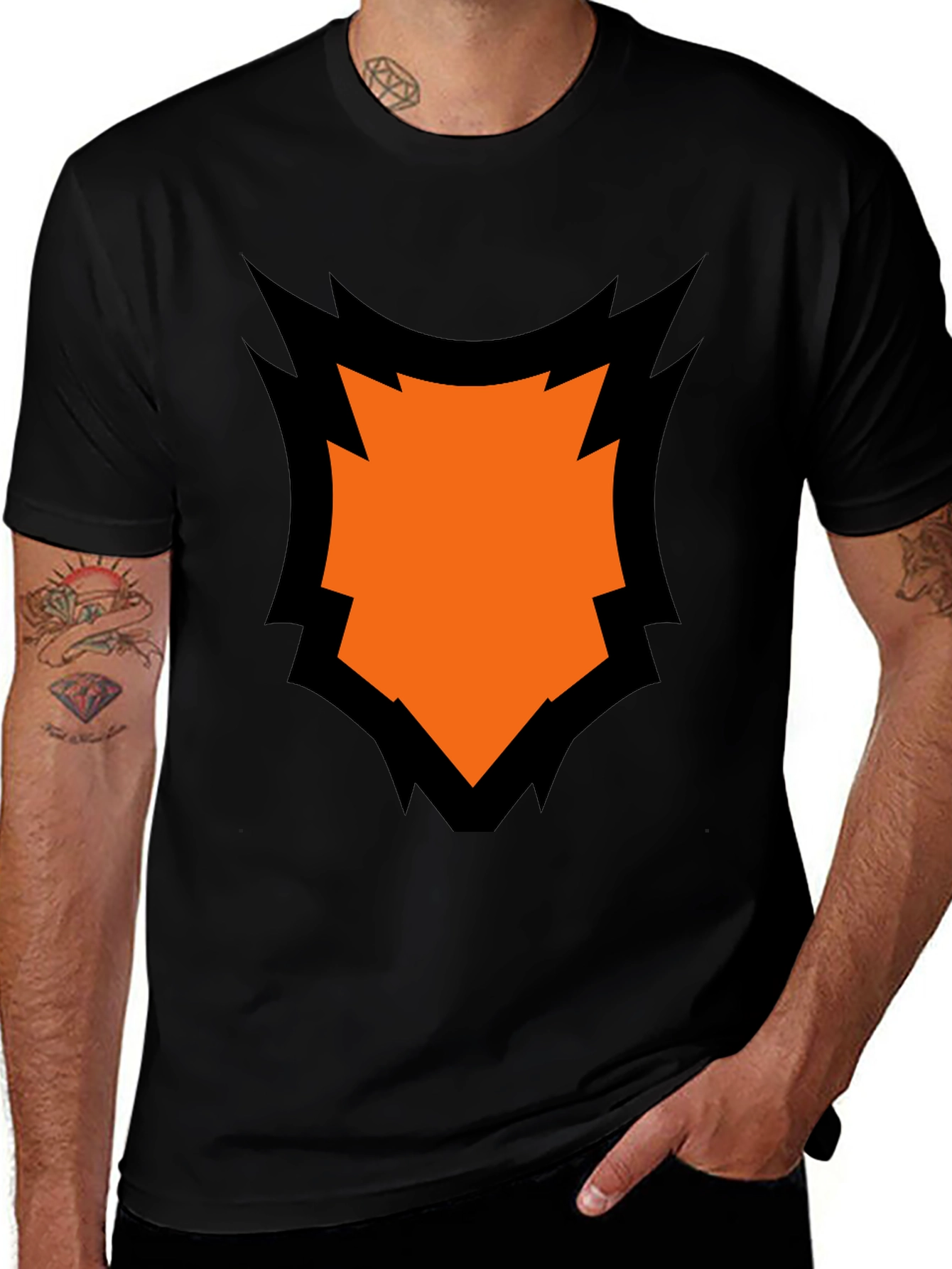 Variant 23 of Bold Graphic Tee: Orange & Black Design