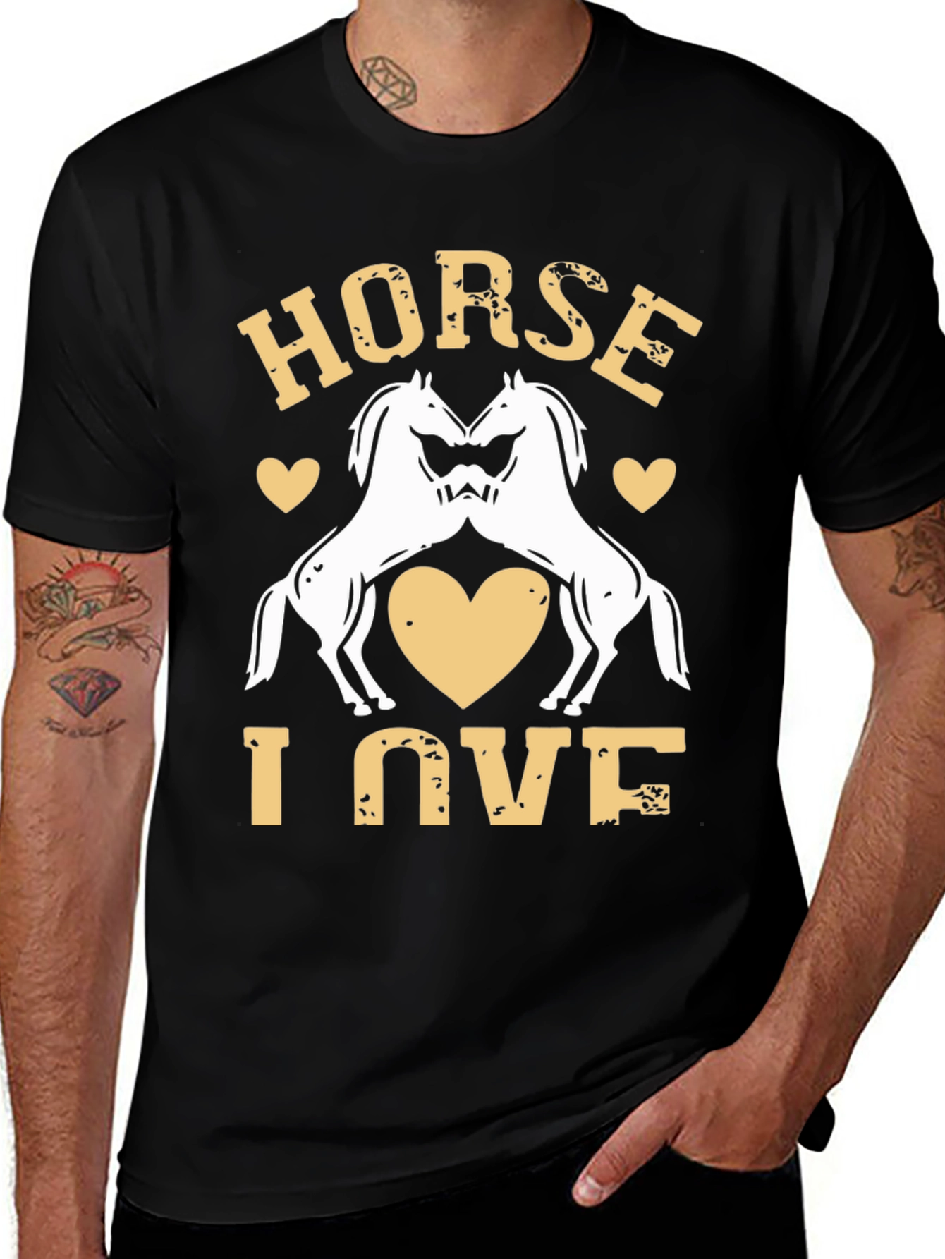 Variant 11 of Horse Love Graphic Tee - Unisex Black T-Shirt