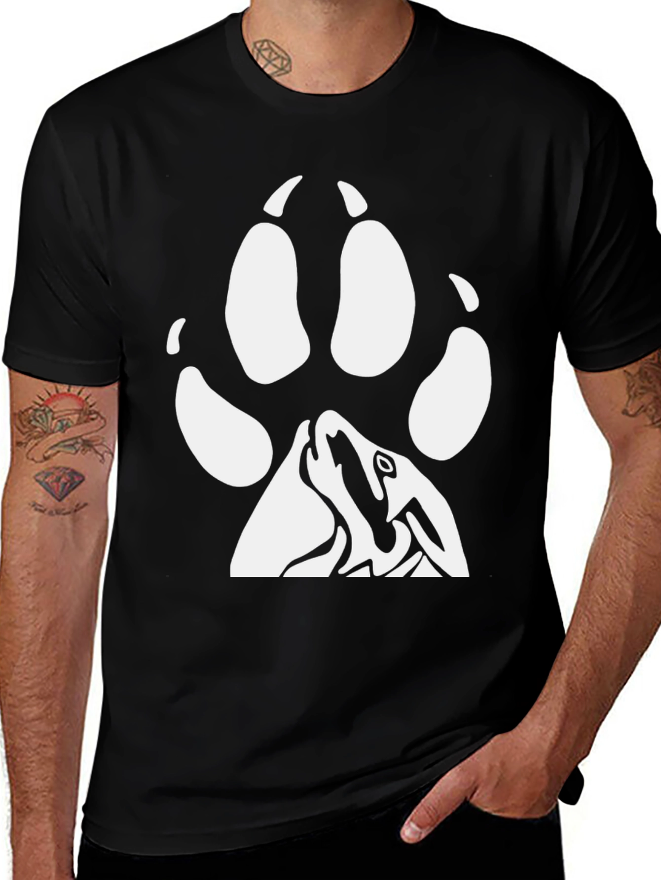 Variant 6 of Black Wolf Paw Print Graphic Tee