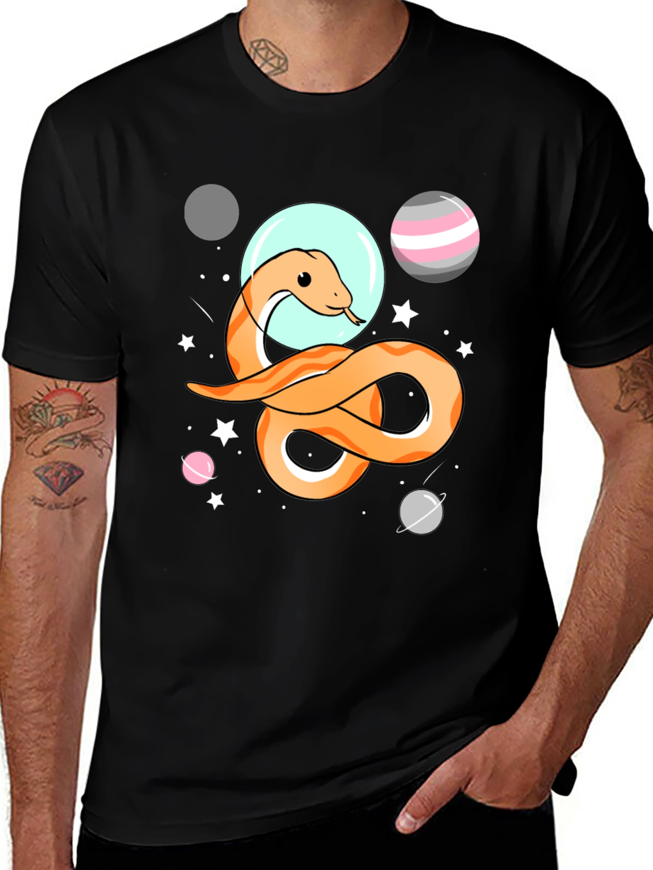 Variant 11 of Cosmic Snake Graphic T-Shirt - Cool Galaxy Design
