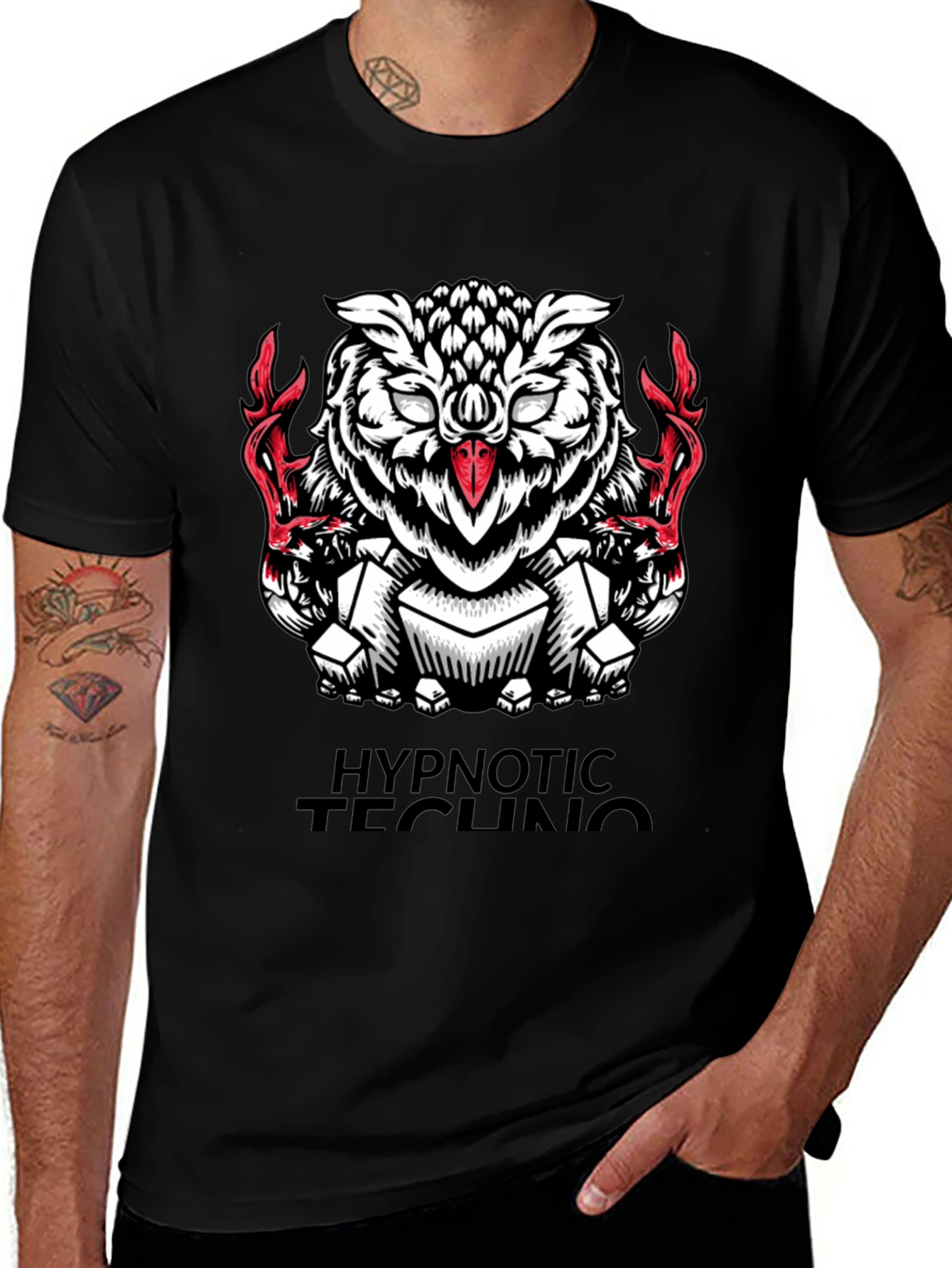 Hypnotic Techno Owl Graphic Tee