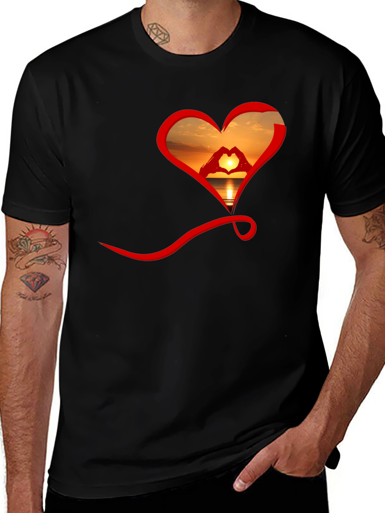 Variant 29 of Sunset Heart Graphic Tee - Soft Cotton Blend