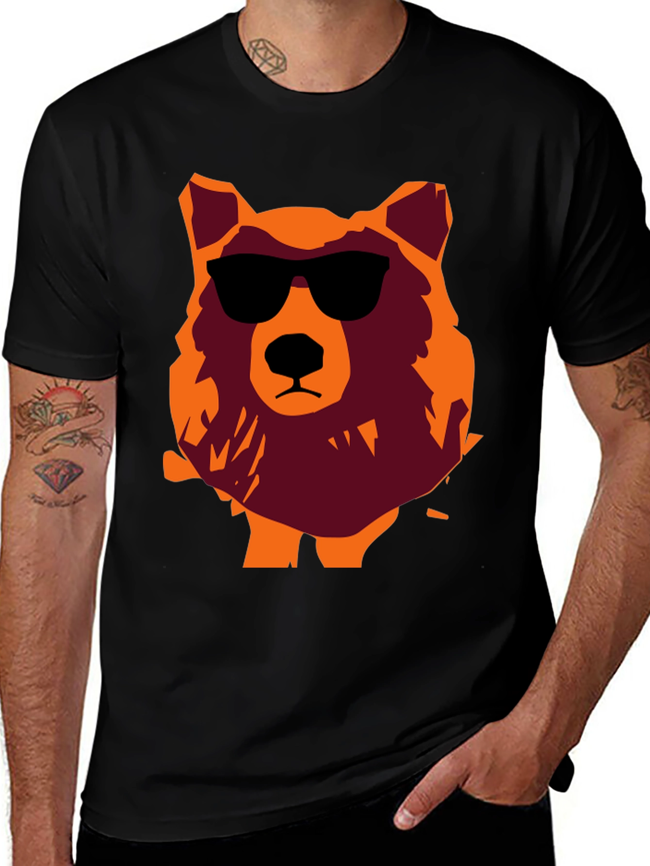 Variant 21 of Cool Bear Graphic T-Shirt - Black Crew Neck Tee