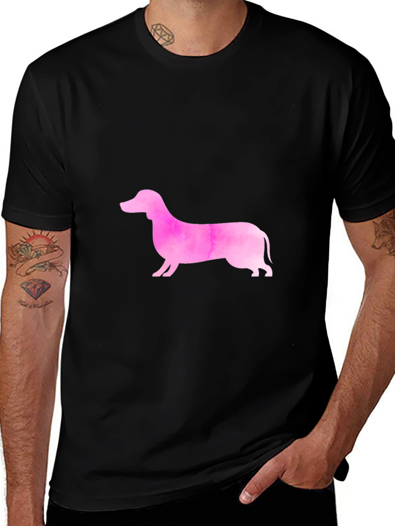 Variant 19 of Pink Dachshund Graphic Tee - Trendy Casual Style