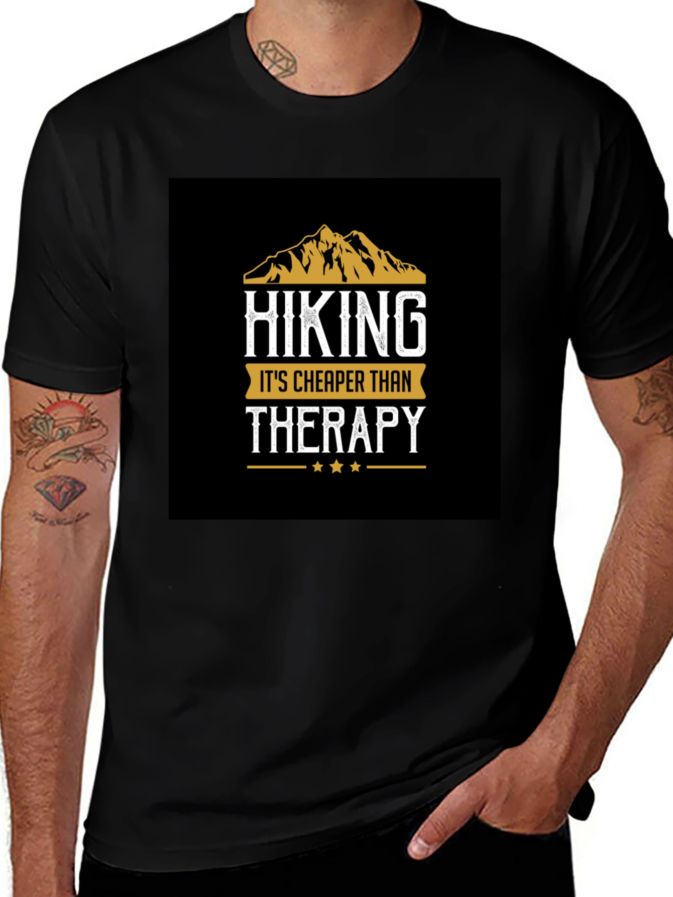 Variant 25 of Hiking Cheaper Than Therapy Black T-Shirt
