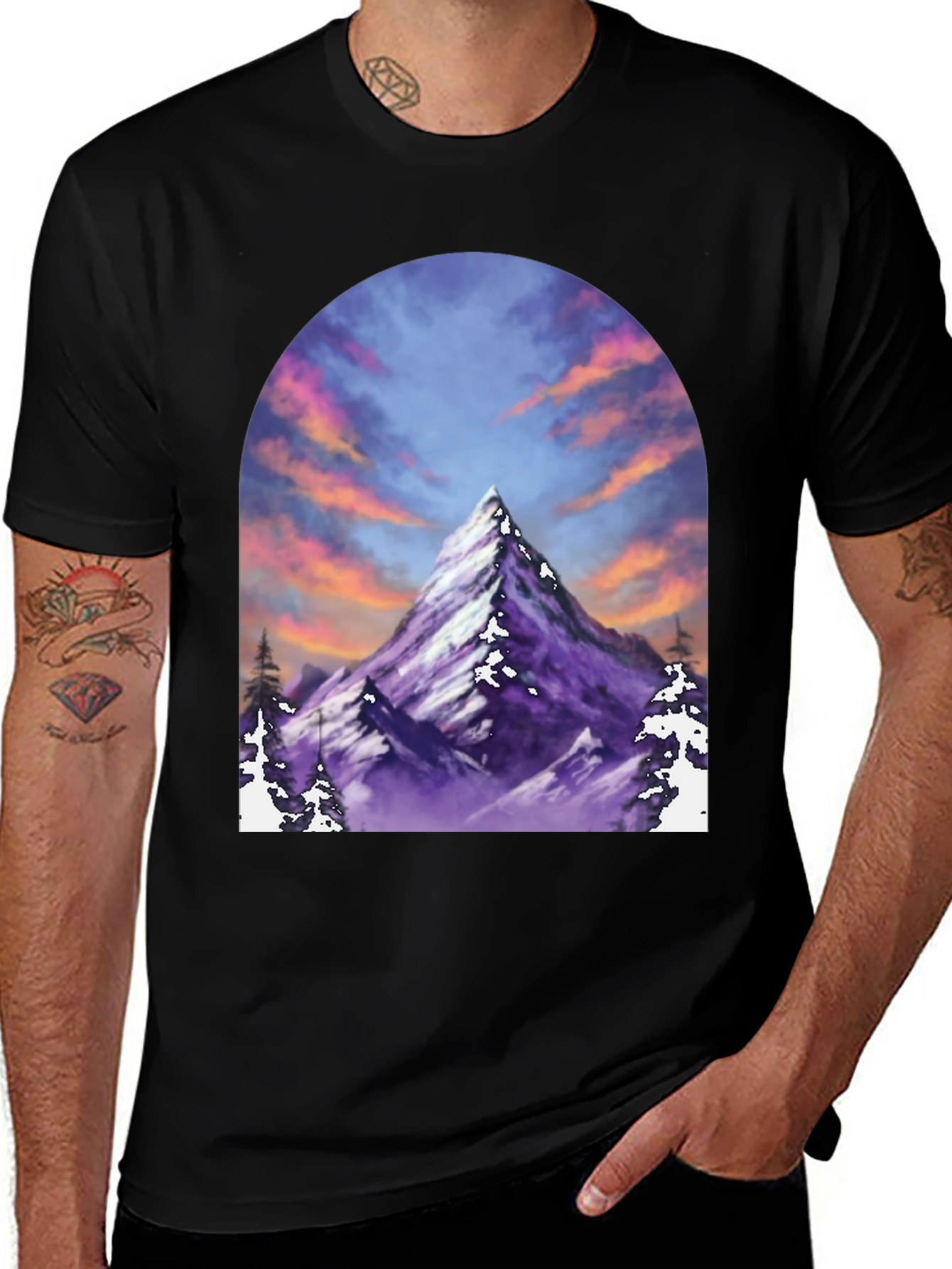 Variant 2 of Mountain Peak T-Shirt - Black Short Sleeve Tee