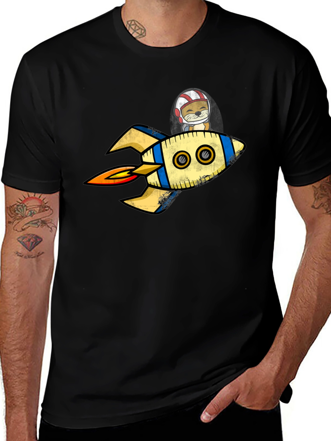 Variant 25 of Otter in Space Rocket Graphic Tee