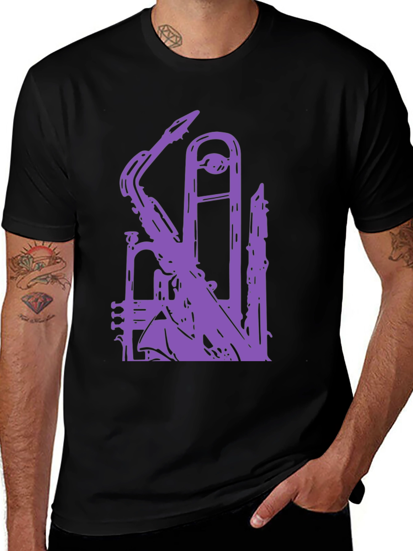 Variant 16 of Purple Musical Instrument Black T-Shirt