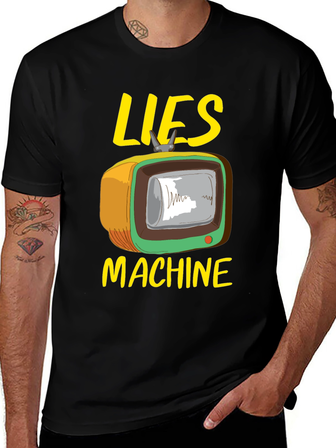 Variant 8 of Lies Machine Graphic Tee - Retro TV Humor