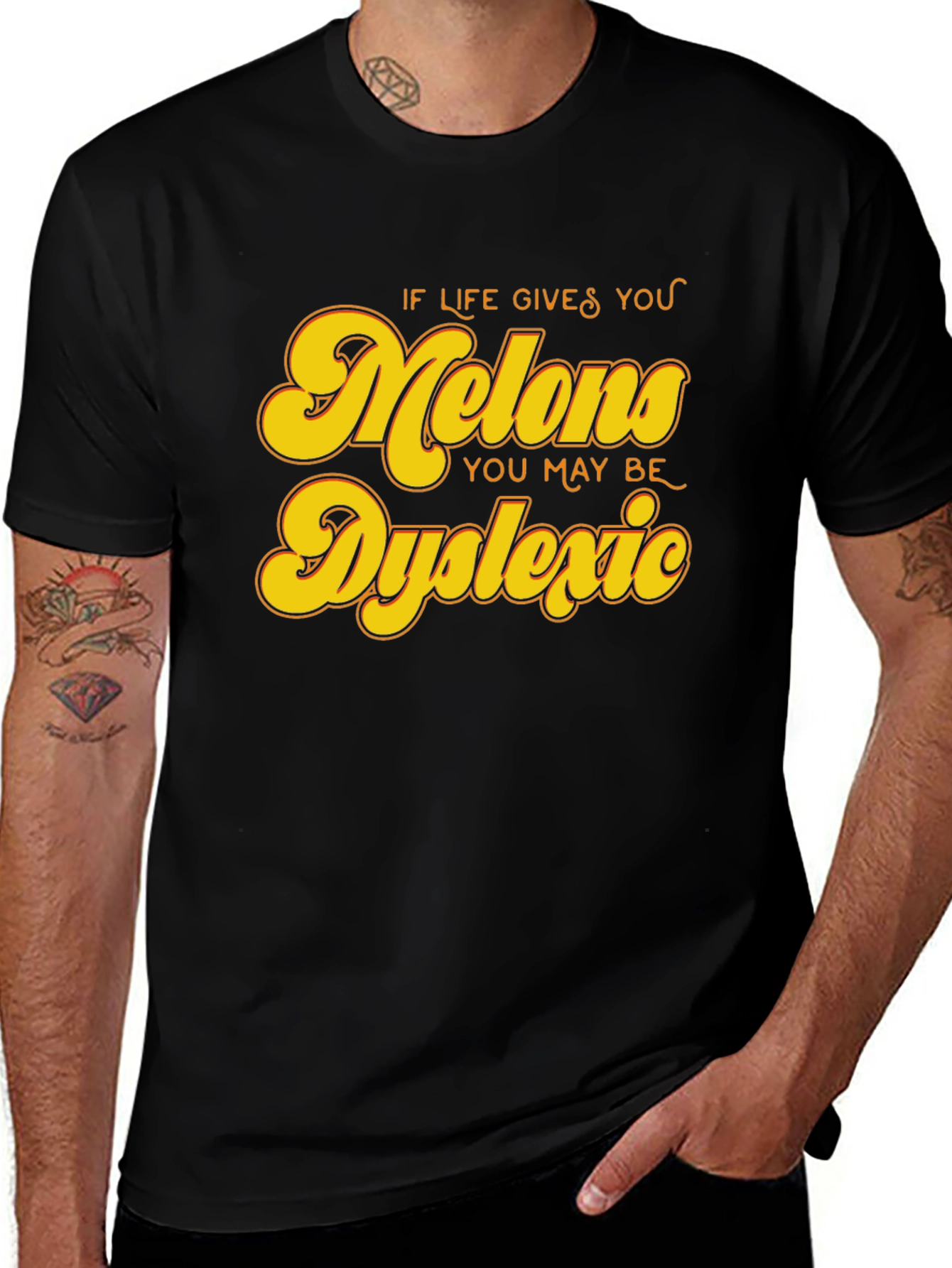 Variant 9 of Dyslexic Melons Graphic Tee - Funny Slogan Shirt