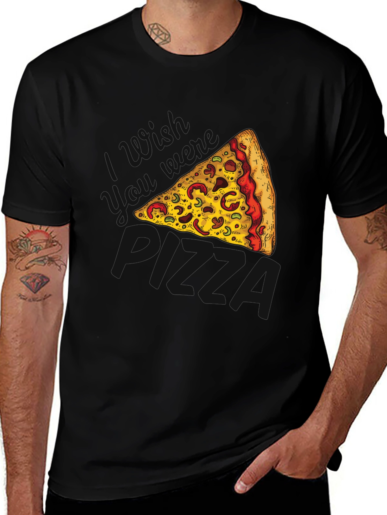 Variant 19 of Pizza Slice Graphic Black T-Shirt