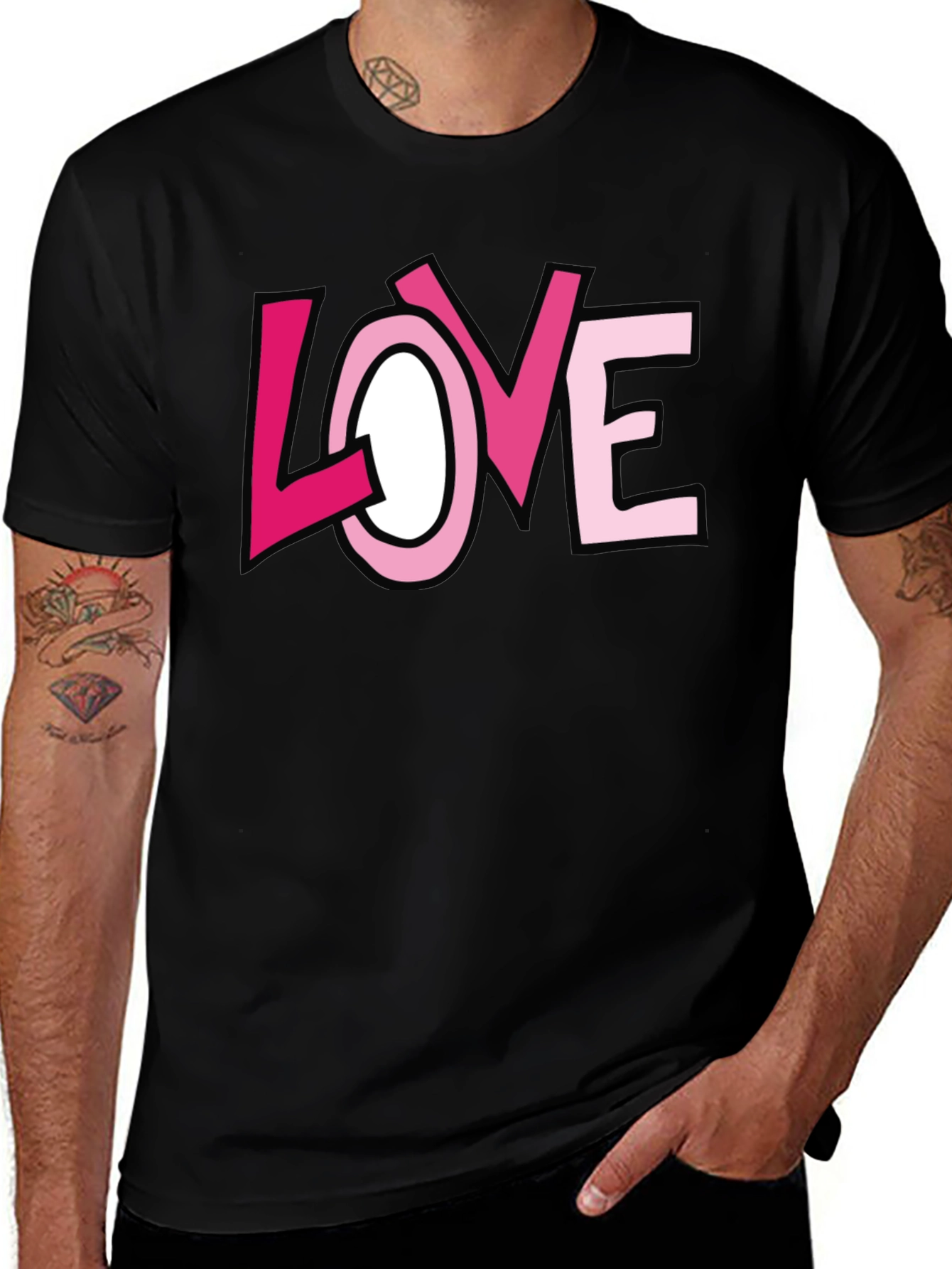 Variant 23 of Love Graphic Black T-Shirt | Trendy Valentine's Day Apparel