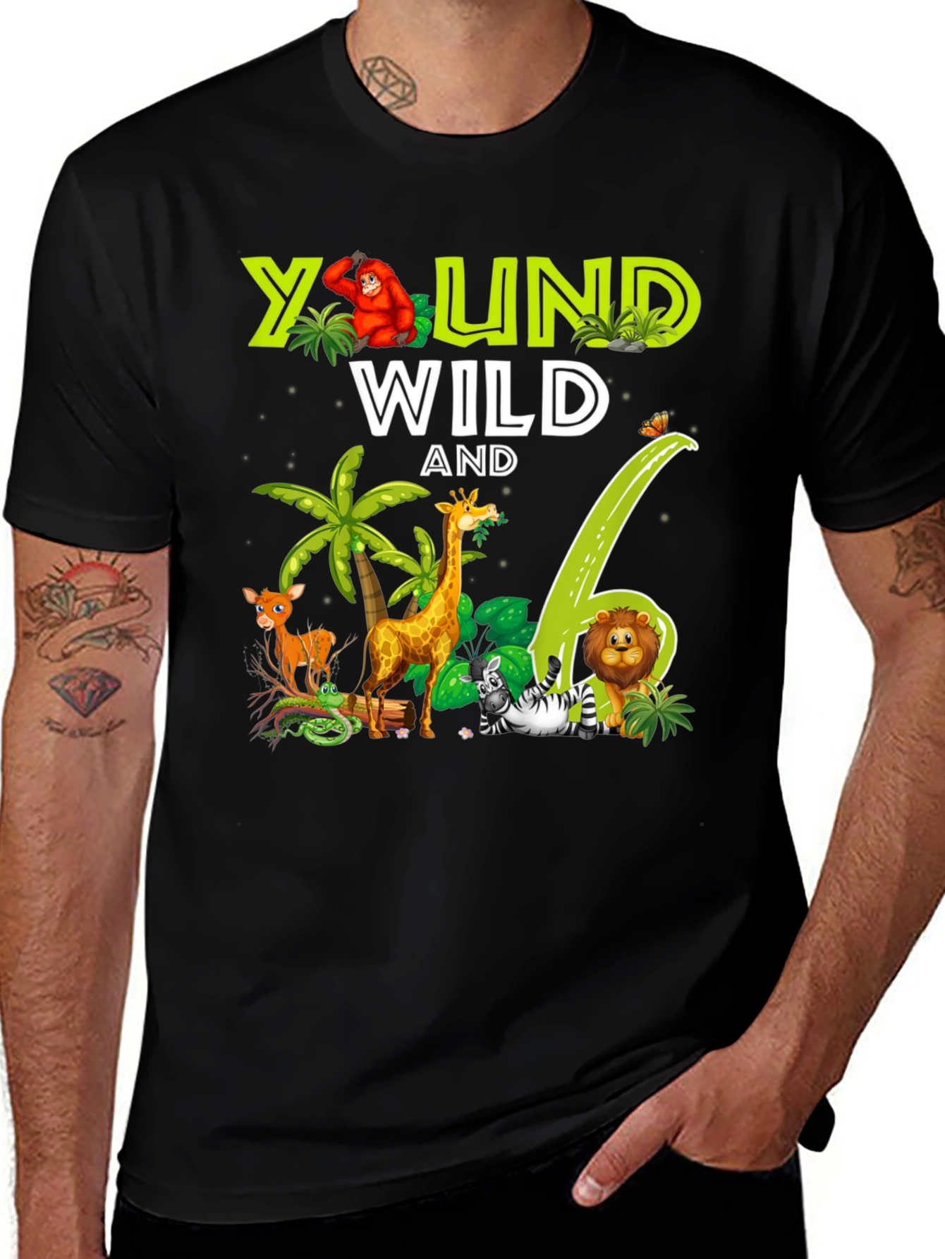 Variant 19 of Young Wild and 6th Birthday Safari T-Shirt