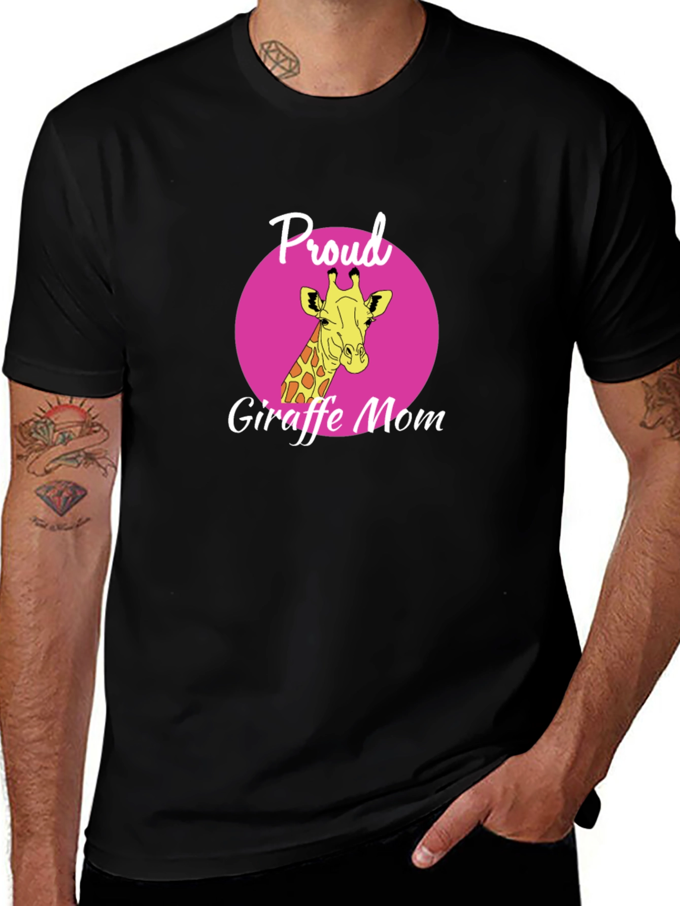 Variant 30 of Proud Giraffe Mom T-Shirt - Stylish Black Tee