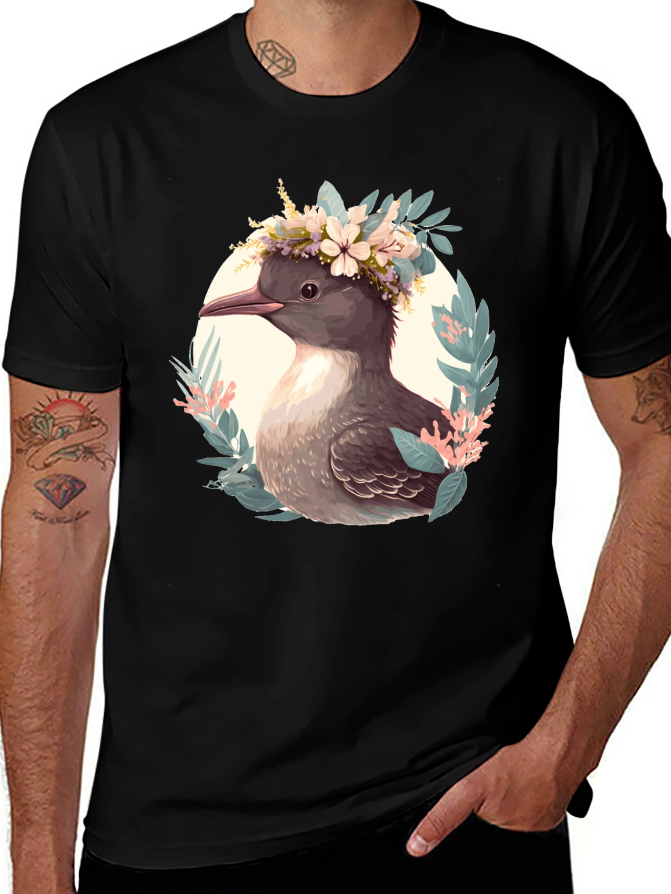 Floral Bird T-Shirt - Nature Inspired