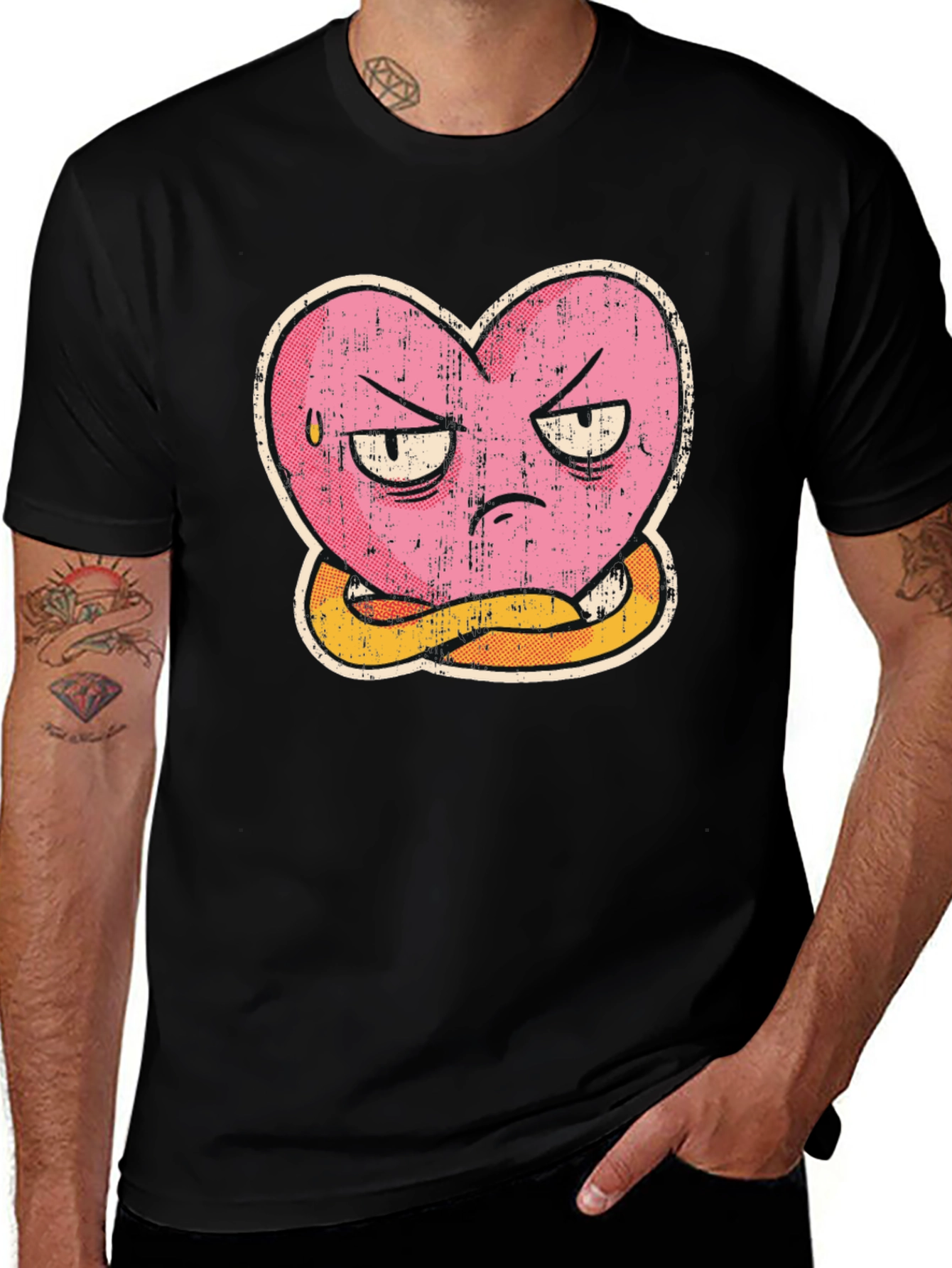 Variant 20 of Grumpy Heart Graphic Tee - Men's Black T-Shirt