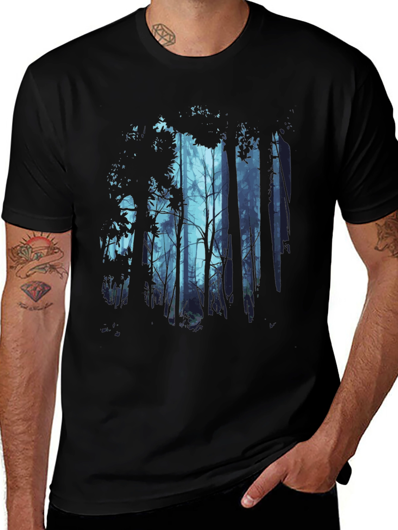 Variant 6 of Mystic Forest Graphic Tee - Men's Black T-Shirt