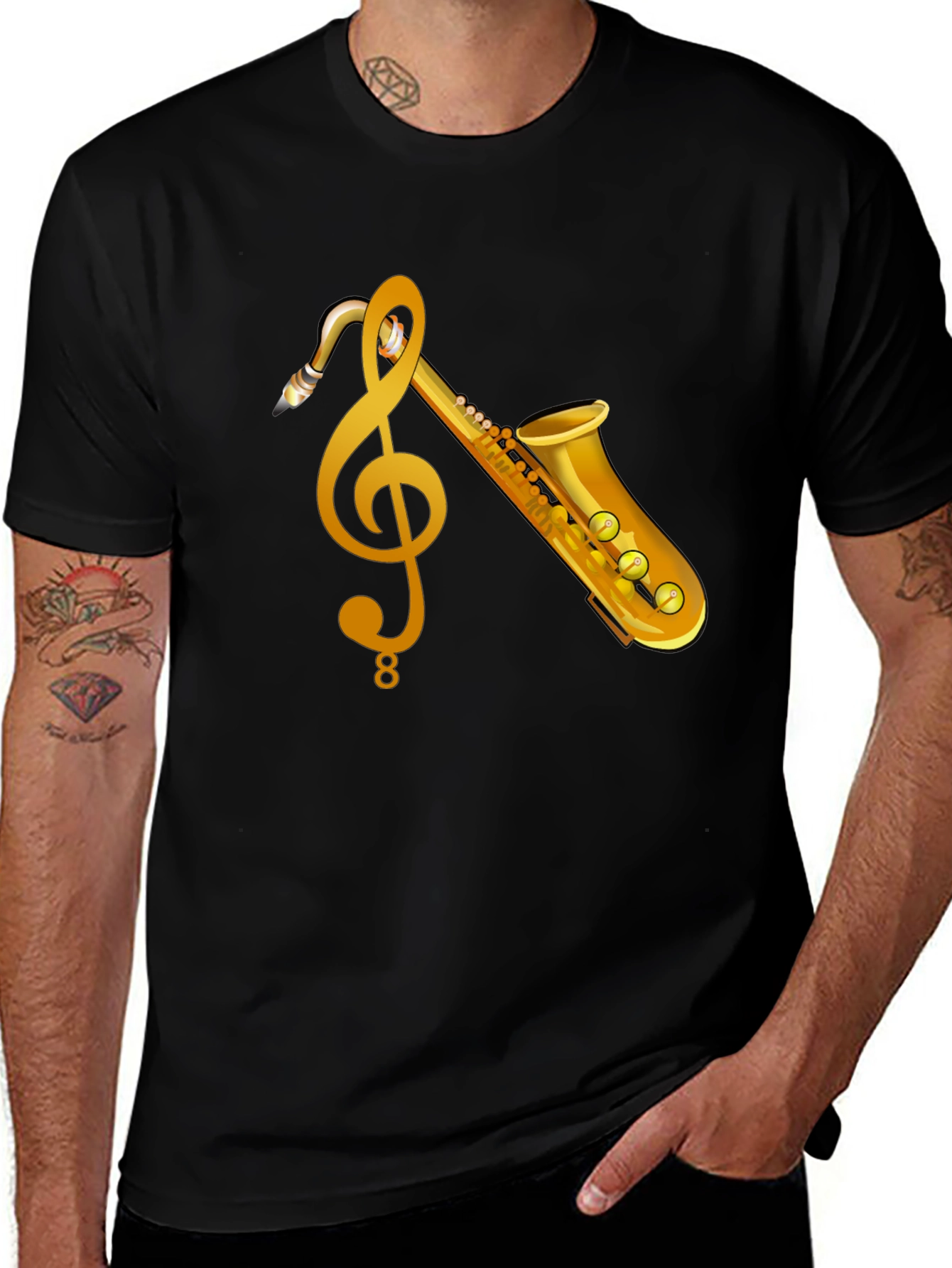 Variant 26 of Saxophone & Treble Clef Graphic T-Shirt