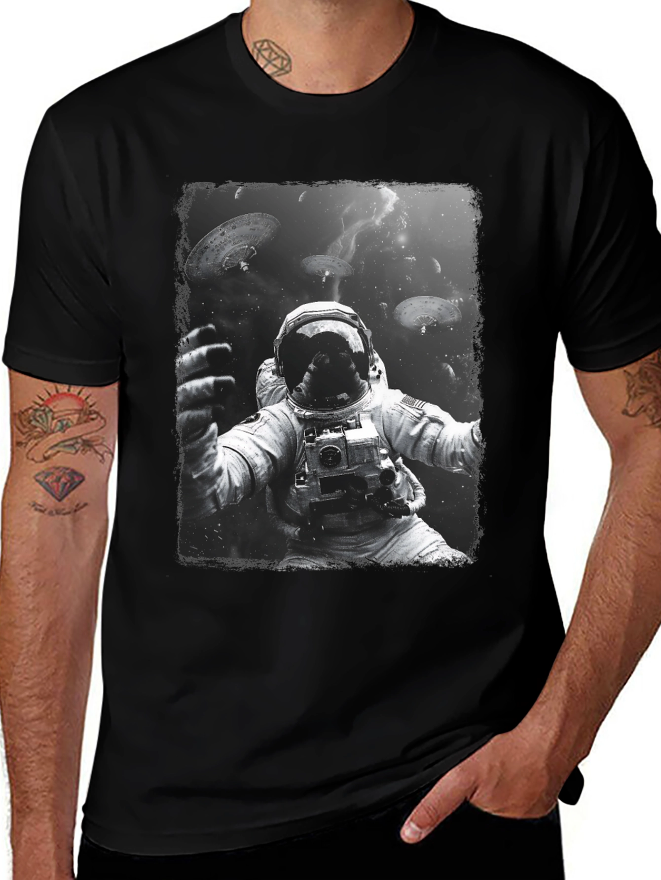 Variant 28 of Astronaut in Space Graphic Black T-Shirt