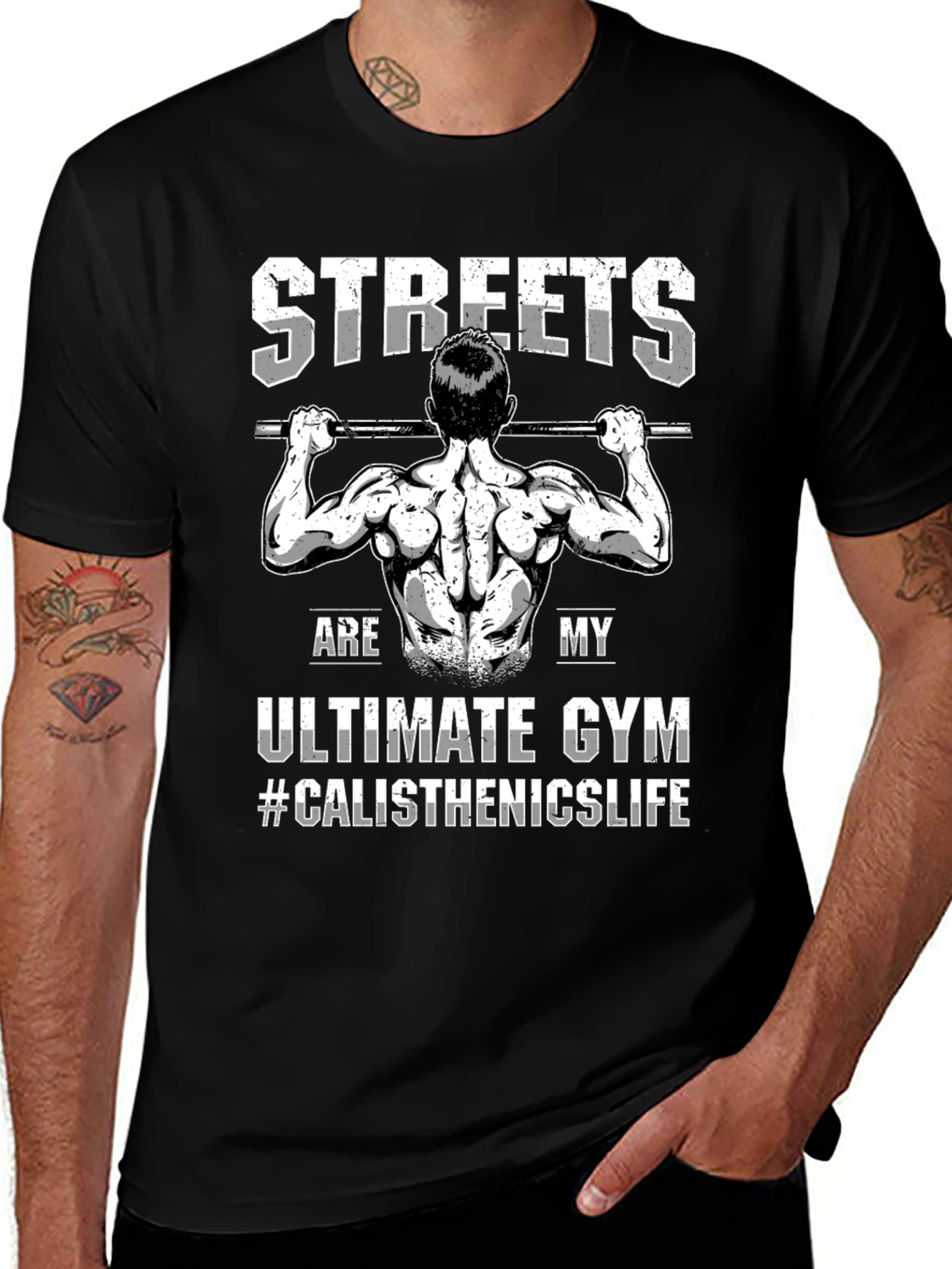 Black Streets Are My Gym Calisthenics T-Shirt main image