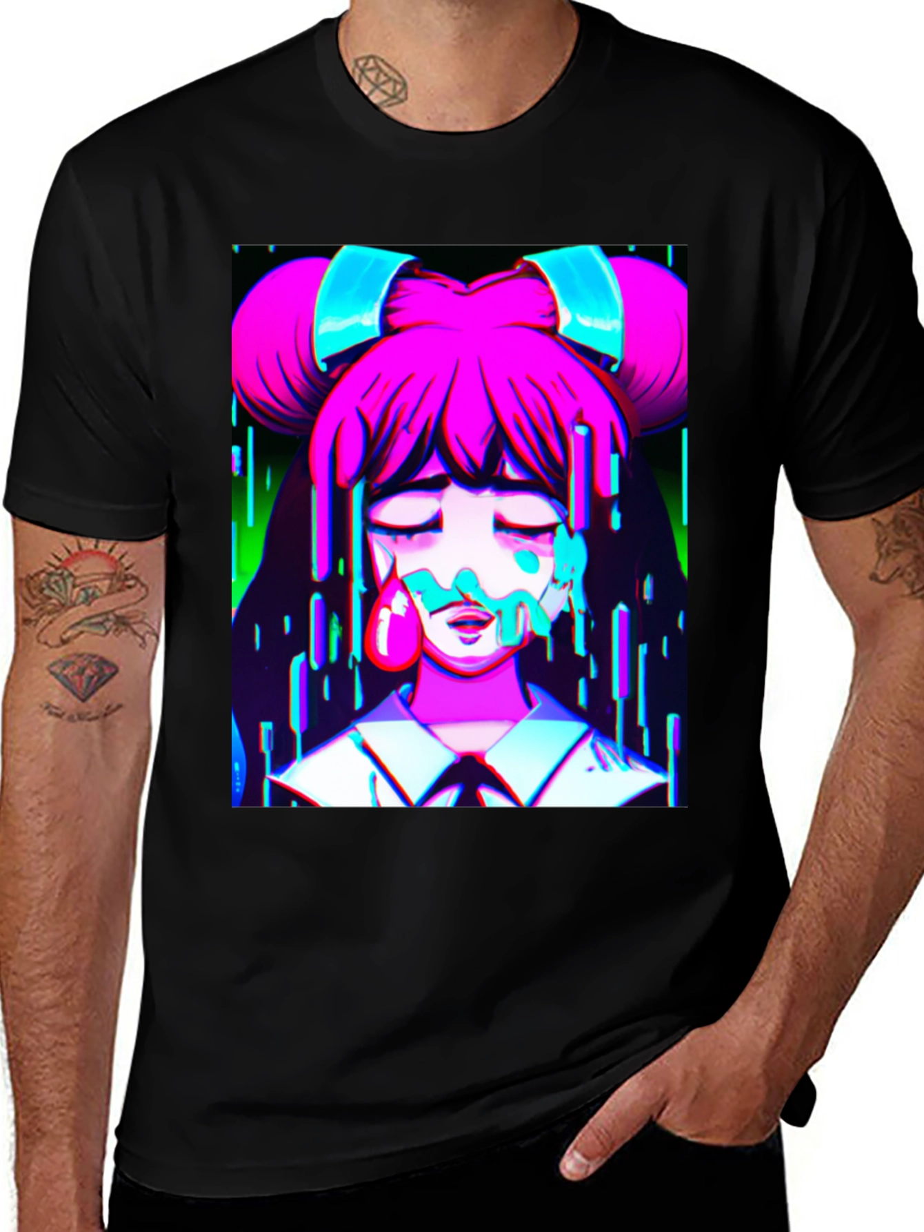 Anime Drip Graphic T-Shirt - Unique Manga Style
