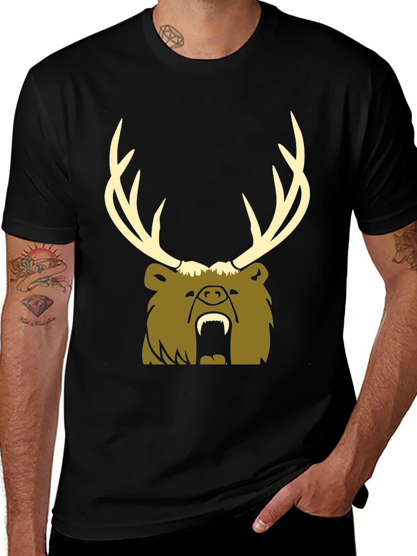 Variant 11 of Bear Deer Antler T-Shirt
