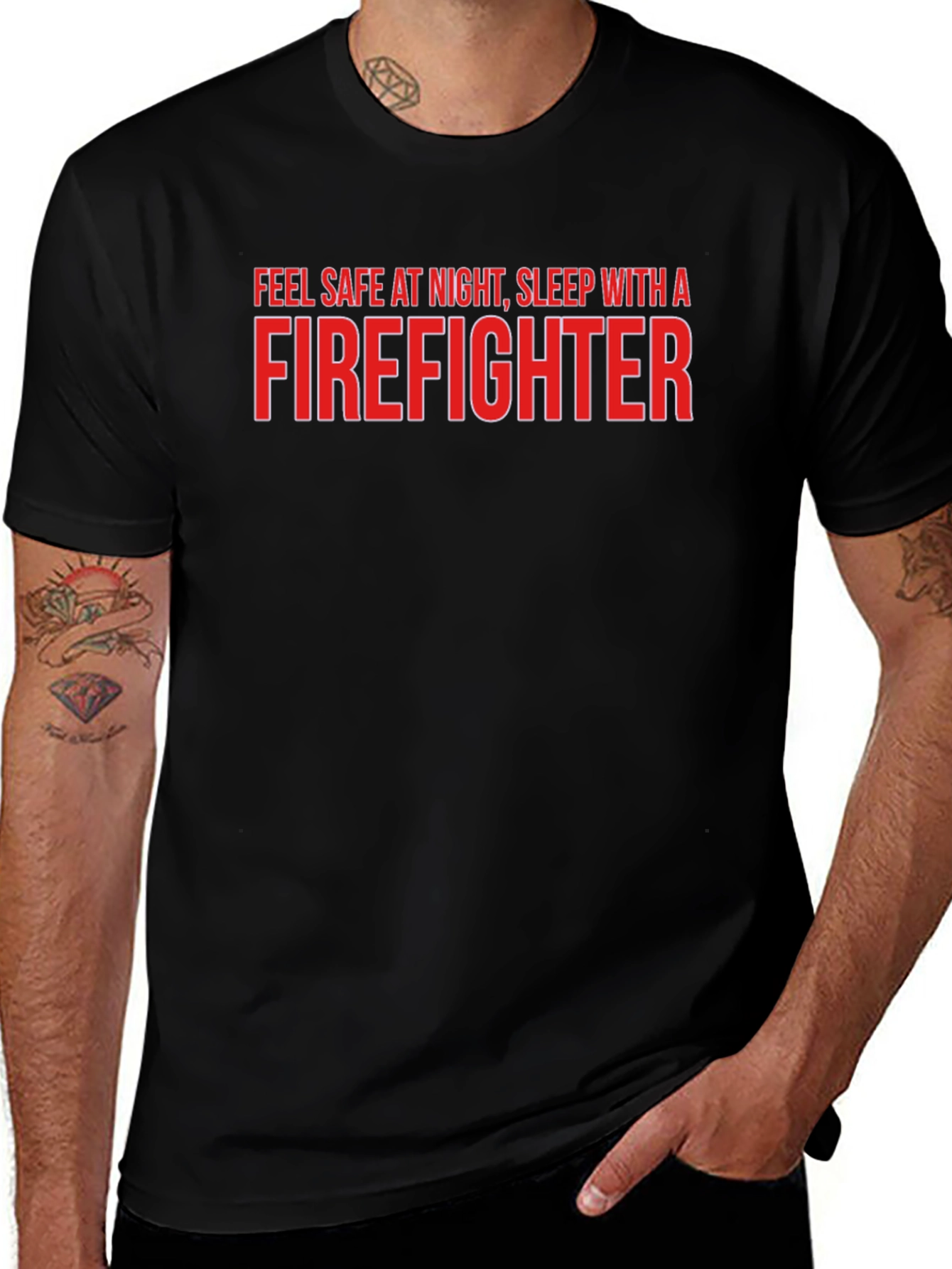 Variant 29 of Firefighter Slogan Graphic Tee - Black