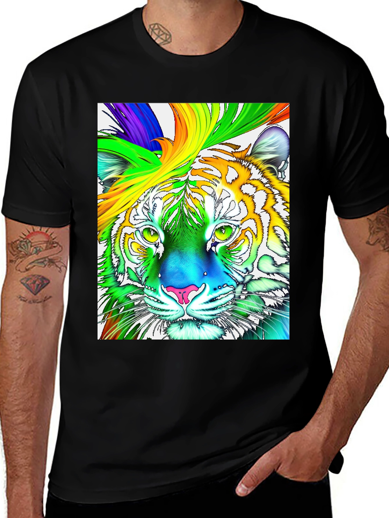 Variant 26 of Rainbow Tiger Graphic T-Shirt - Vibrant & Bold!