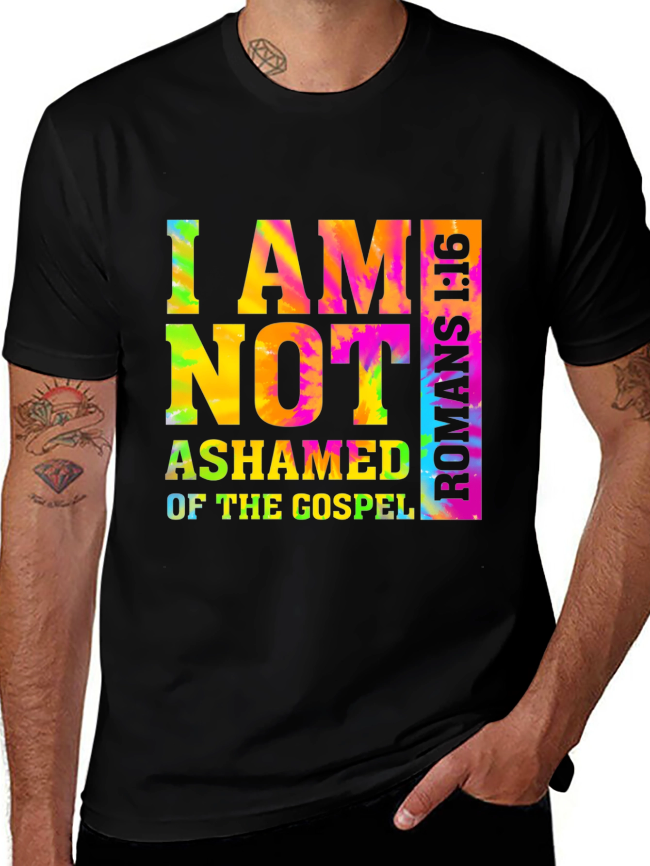 Variant 11 of I Am Not Ashamed of the Gospel Tie-Dye T-Shirt