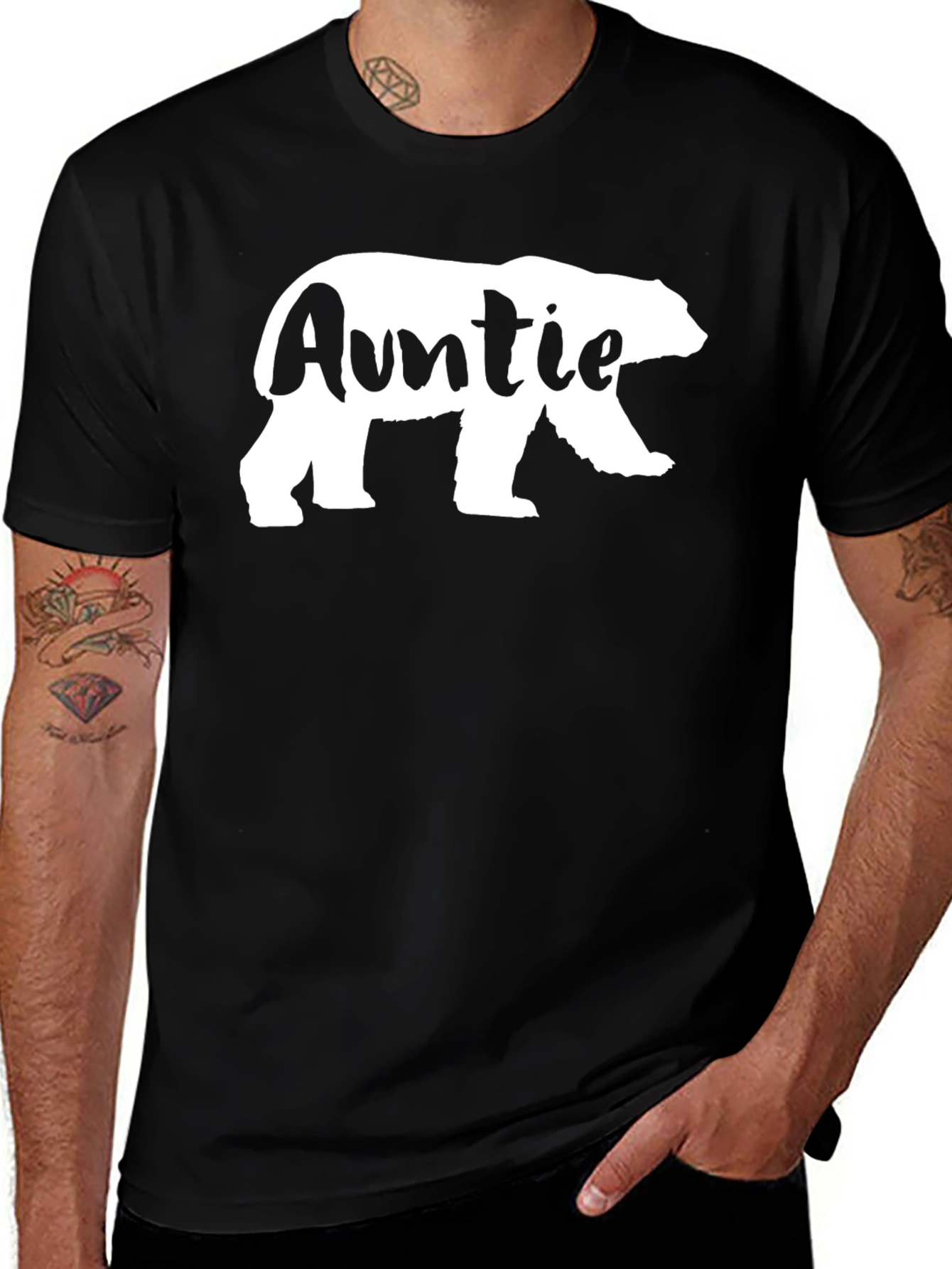 Variant 19 of Auntie Bear T-Shirt - Black Cotton Tee