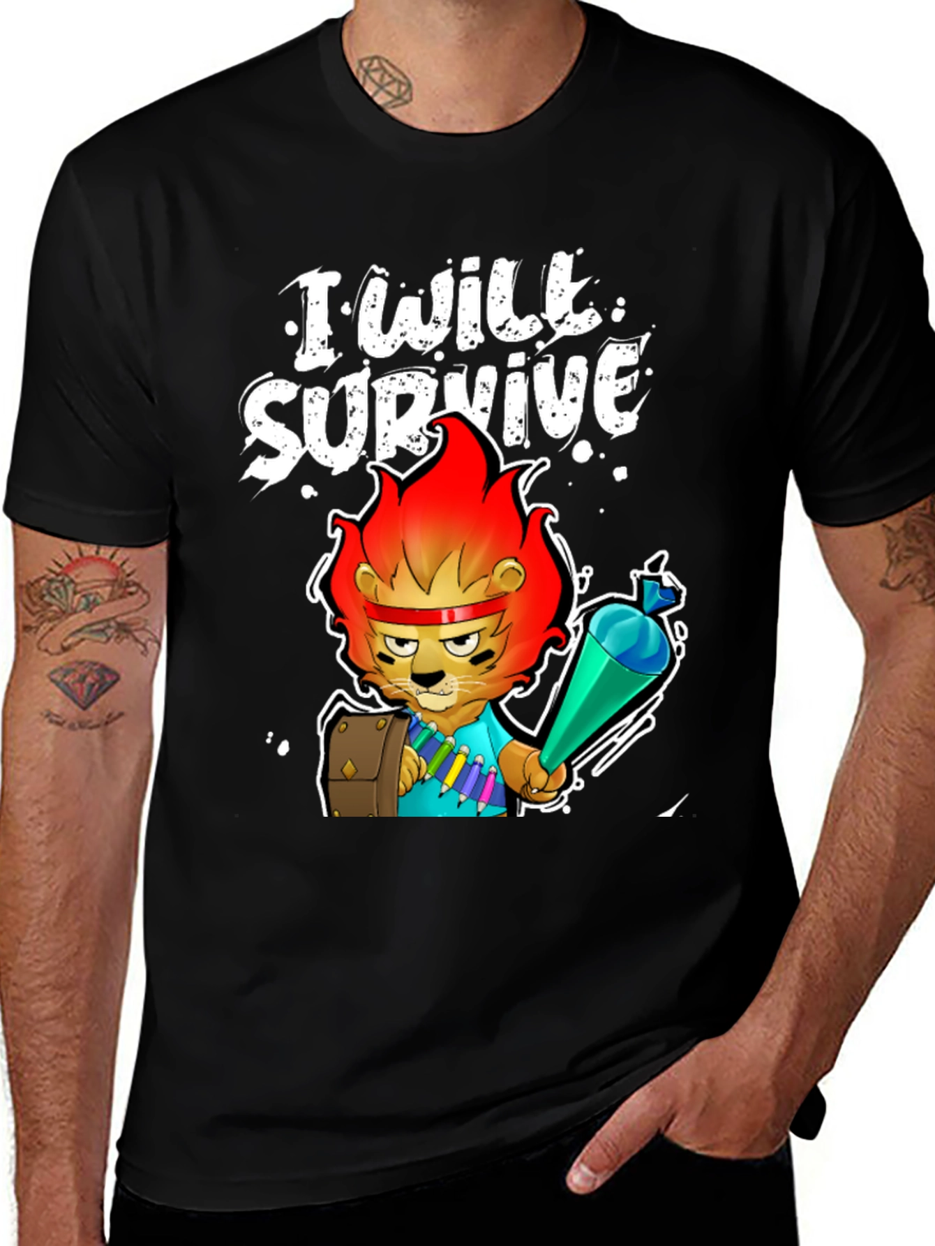 Variant 29 of I Will Survive Lion Graphic Tee