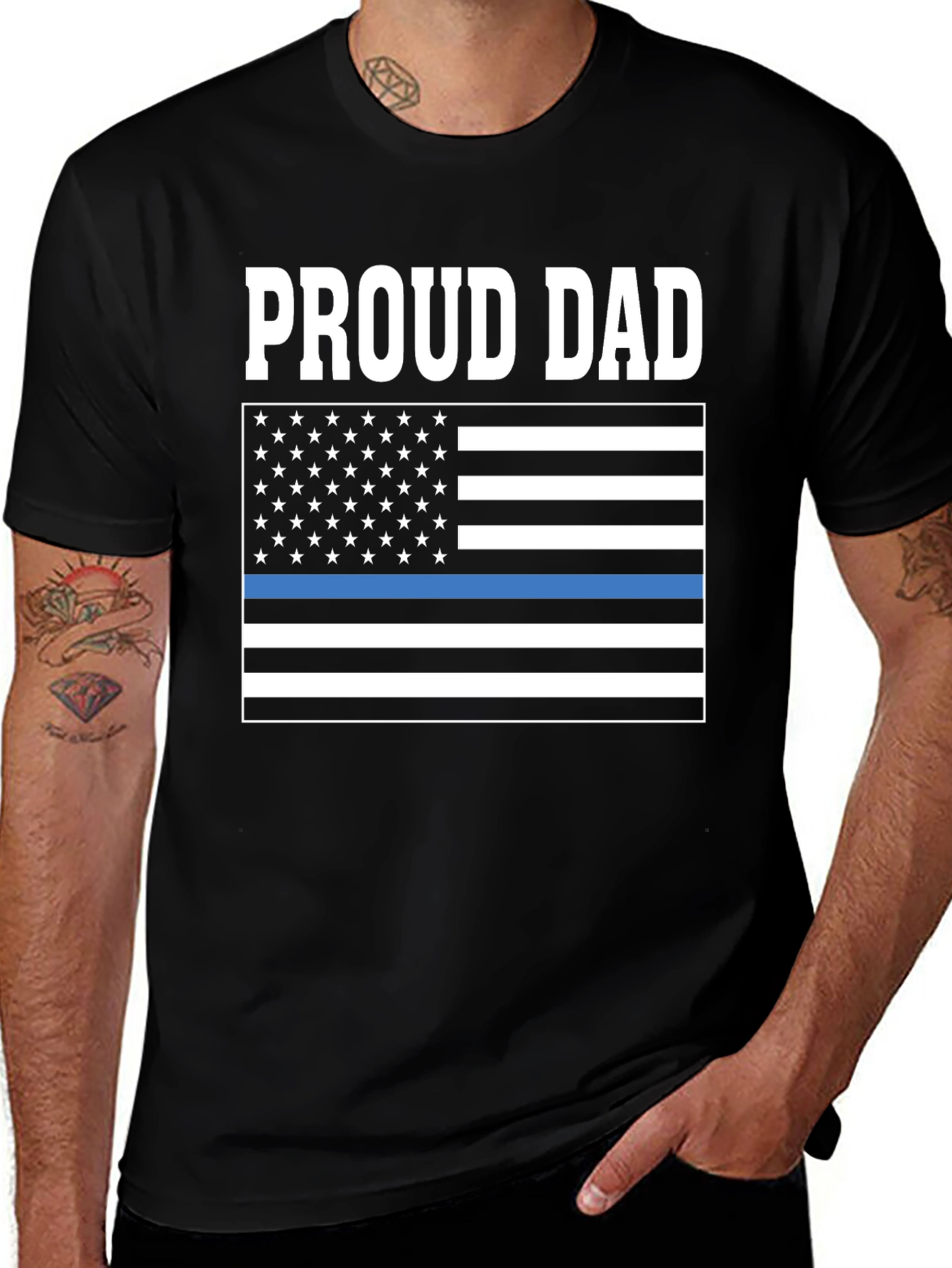 Variant 20 of Proud Dad Thin Blue Line Flag T-Shirt