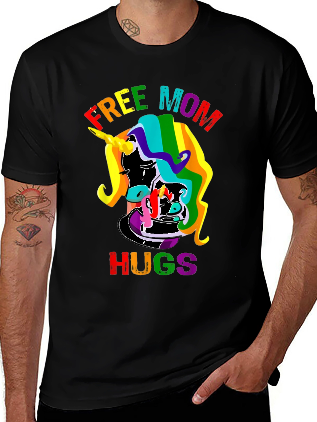 Variant 23 of Free Mom Hugs Rainbow Unicorn T-Shirt