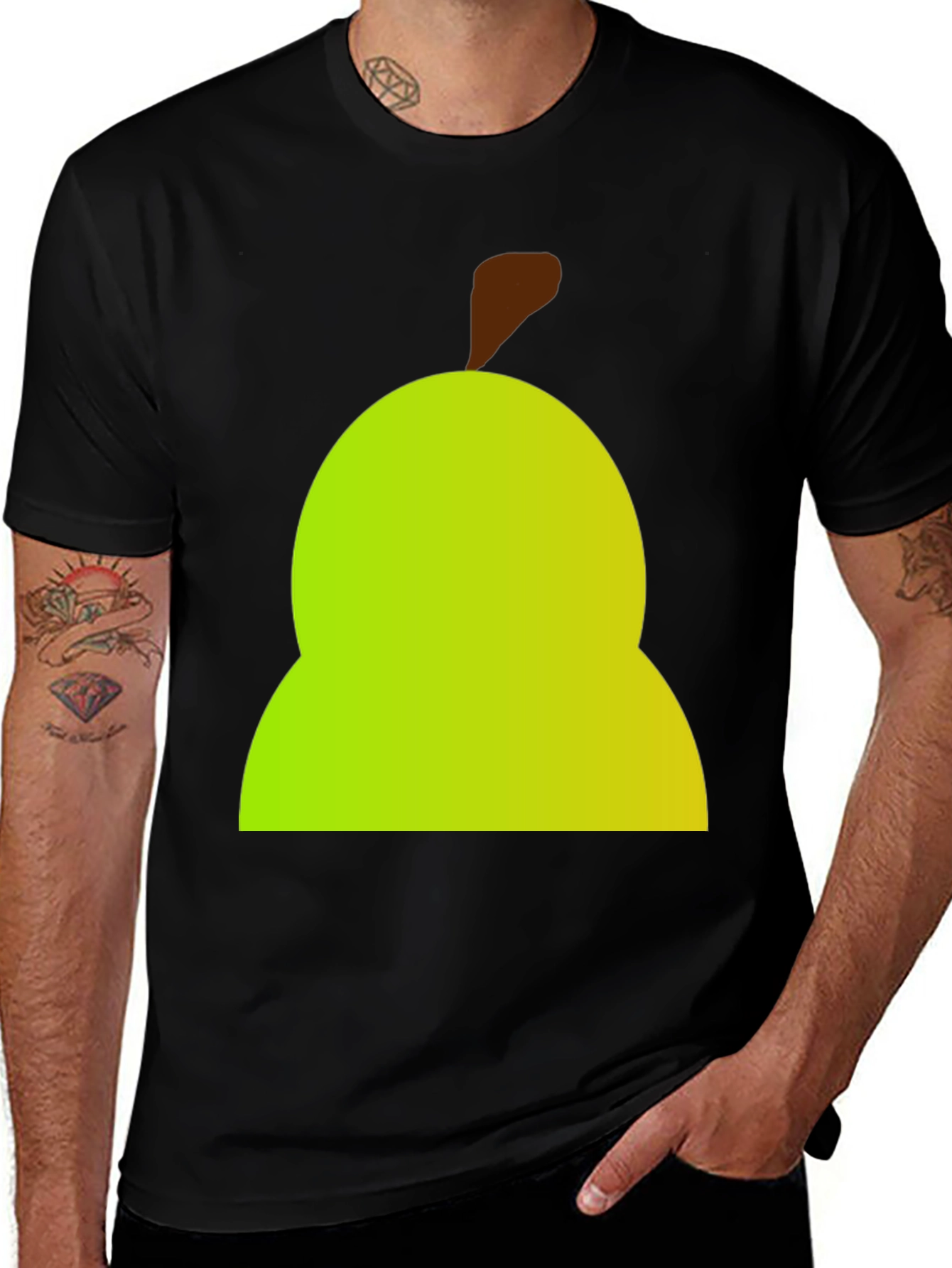 Variant 27 of Modern Pear Graphic Tee - Black Unisex Shirt