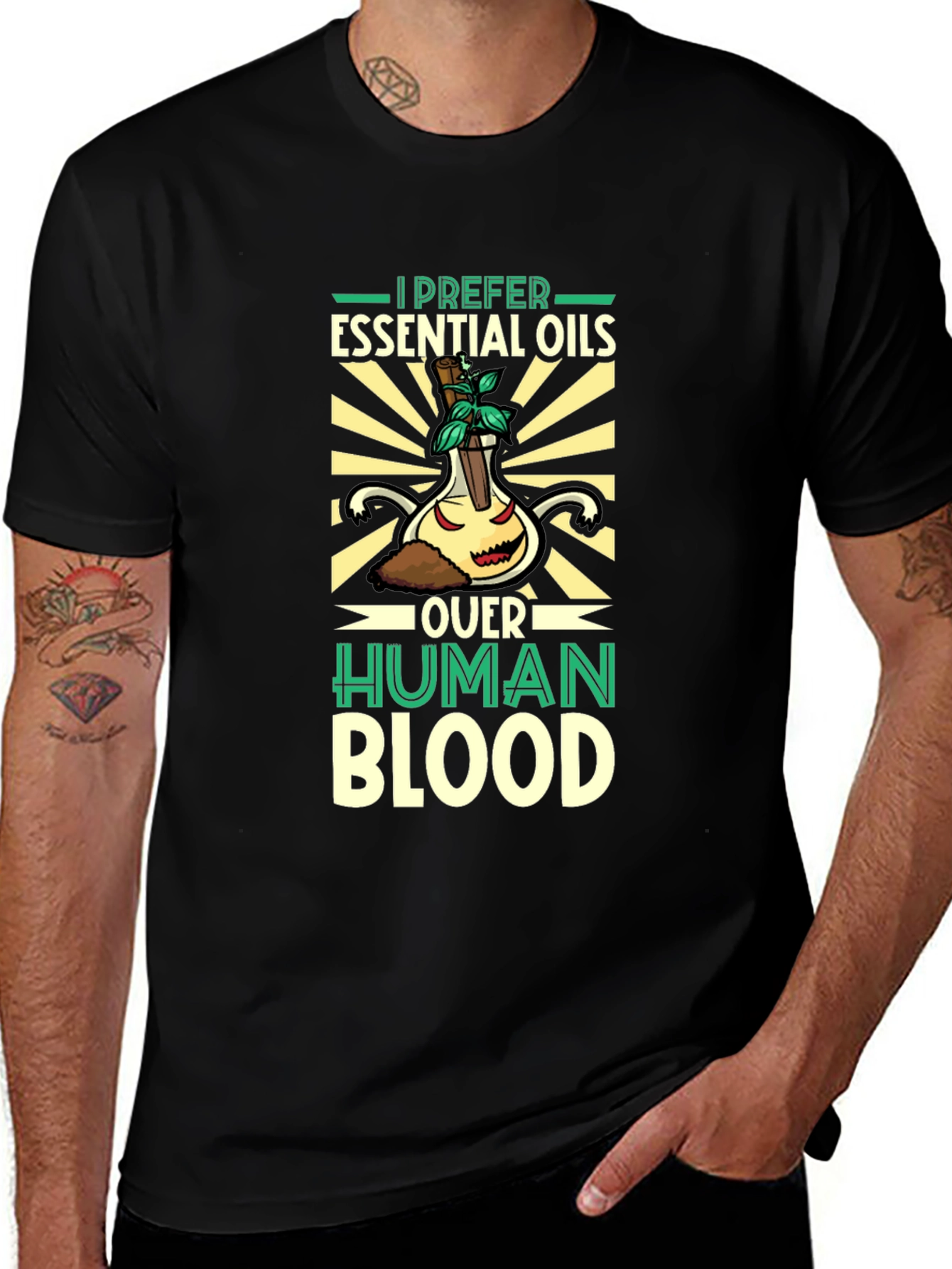 Variant 7 of Essential Oils Over Human Blood T-Shirt