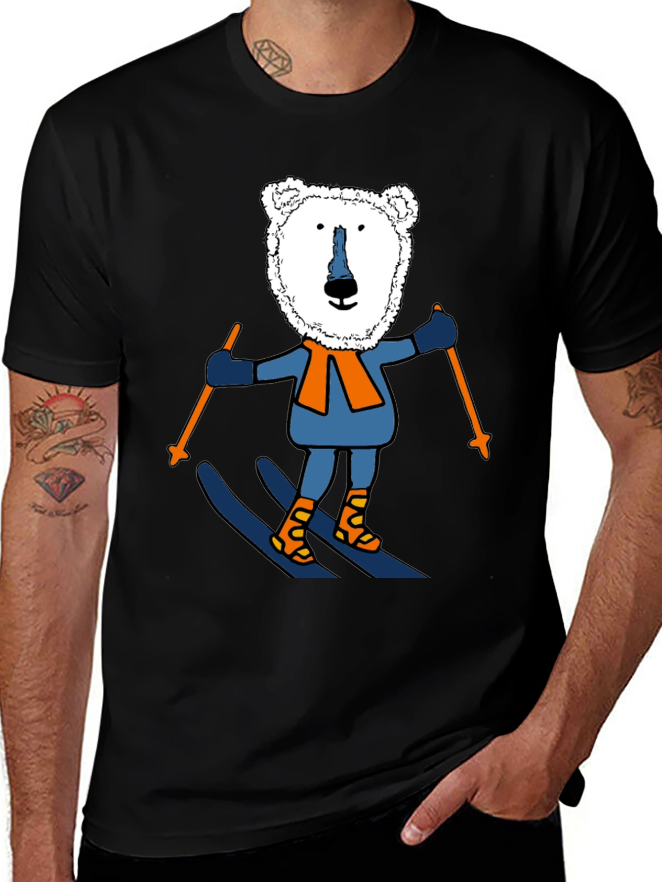 Variant 15 of Skiing Polar Bear Graphic Tee