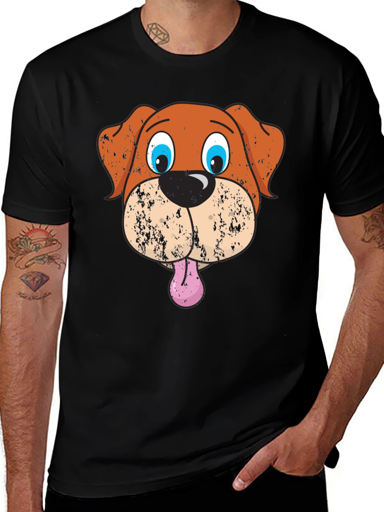 Variant 25 of Funny Dog Graphic Black T-Shirt